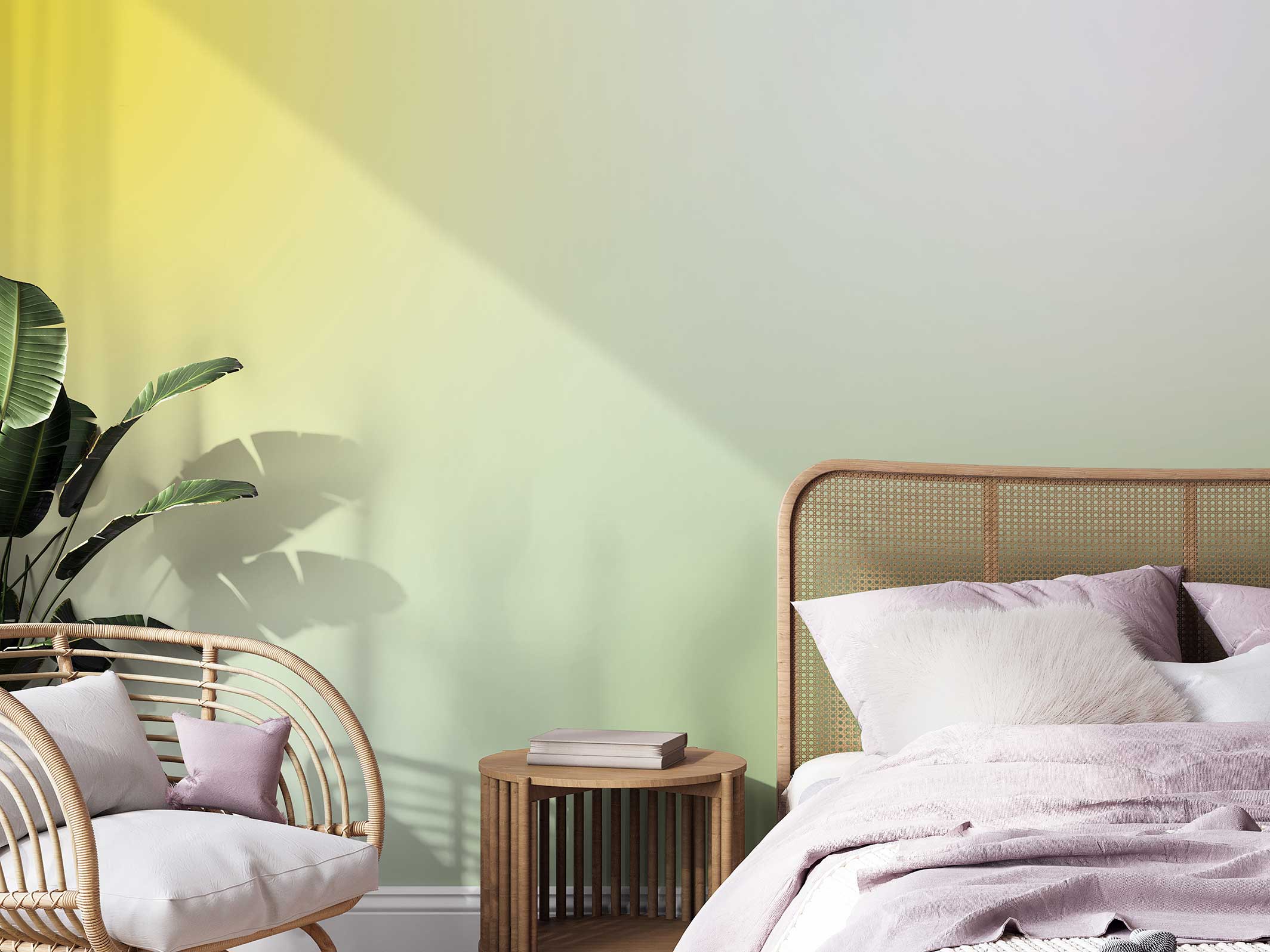 Panoramic graphic wallpaper - Archie - Jaune & Vert amande