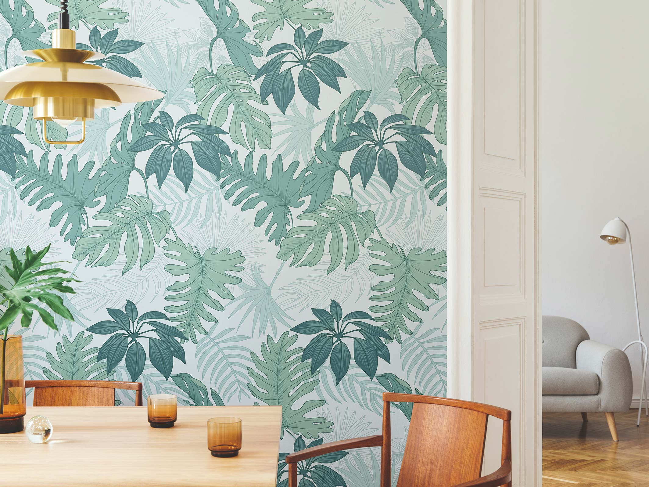 Barnett - Blue & Green - Maison BONAMI - dans un salon design contemporain vintage