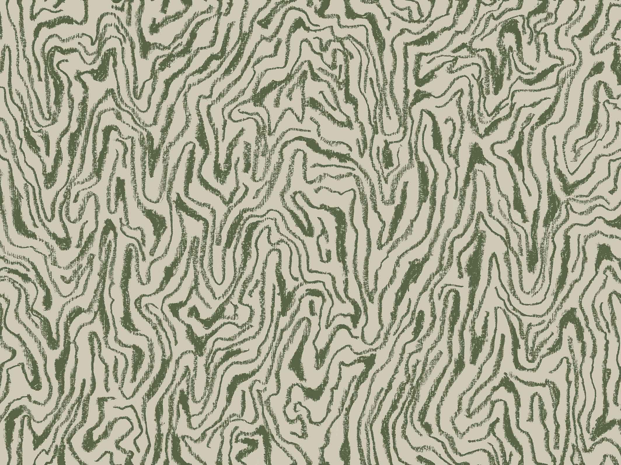 Papier peint Bois précieux - Gypse et Vert - motif seul