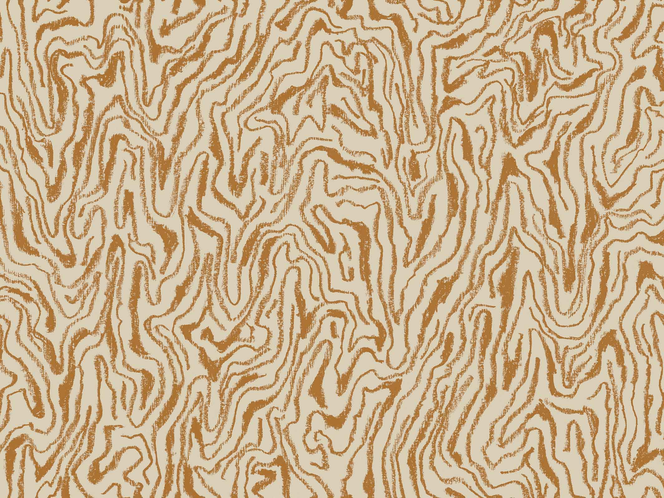 Papier peint graphique - Bois précieux - Ivoire & Ocre jaune - motif seul