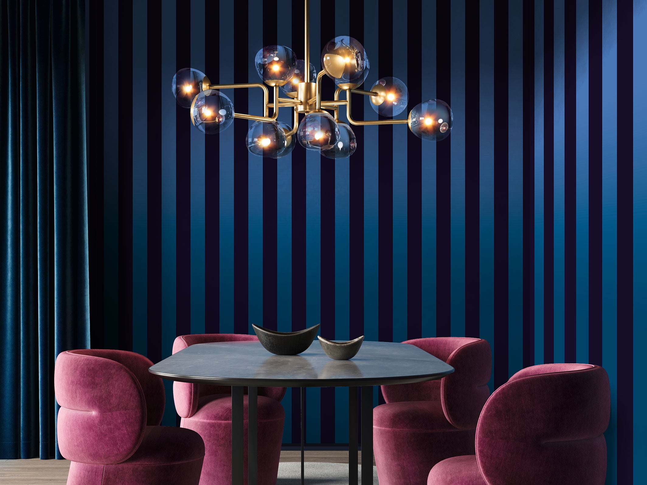 Gradient graphic wallpaper - Eliott - Bleu nuit & Bleu