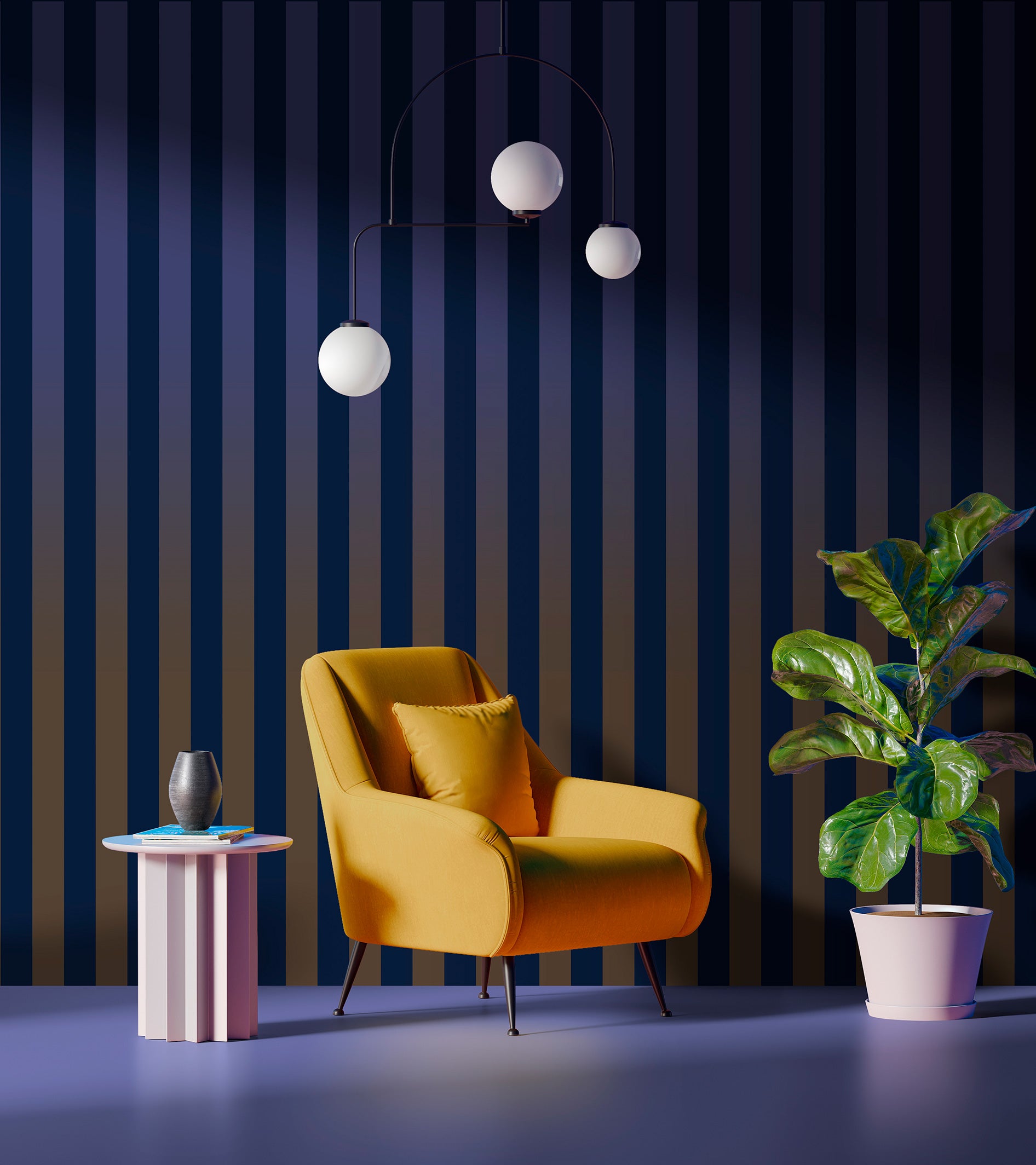 Gradient graphic wallpaper - Eliott - Bleu nuit & Ocre