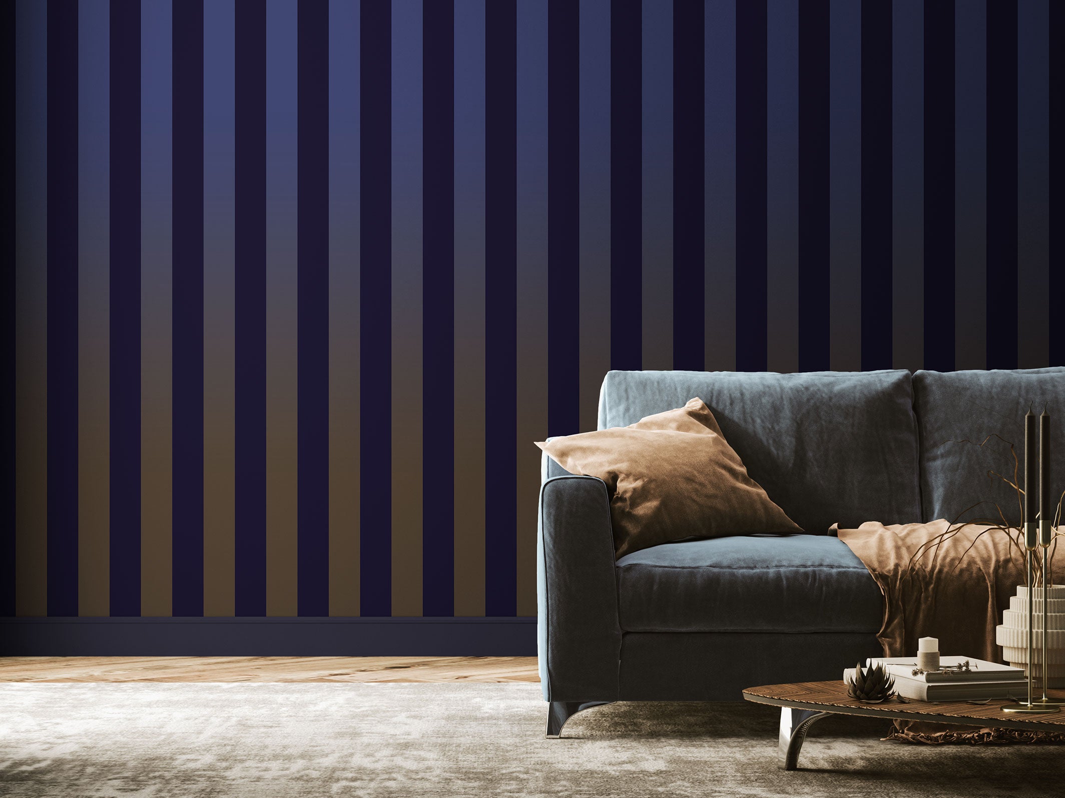 Gradient graphic wallpaper - Eliott - Bleu nuit & Ocre