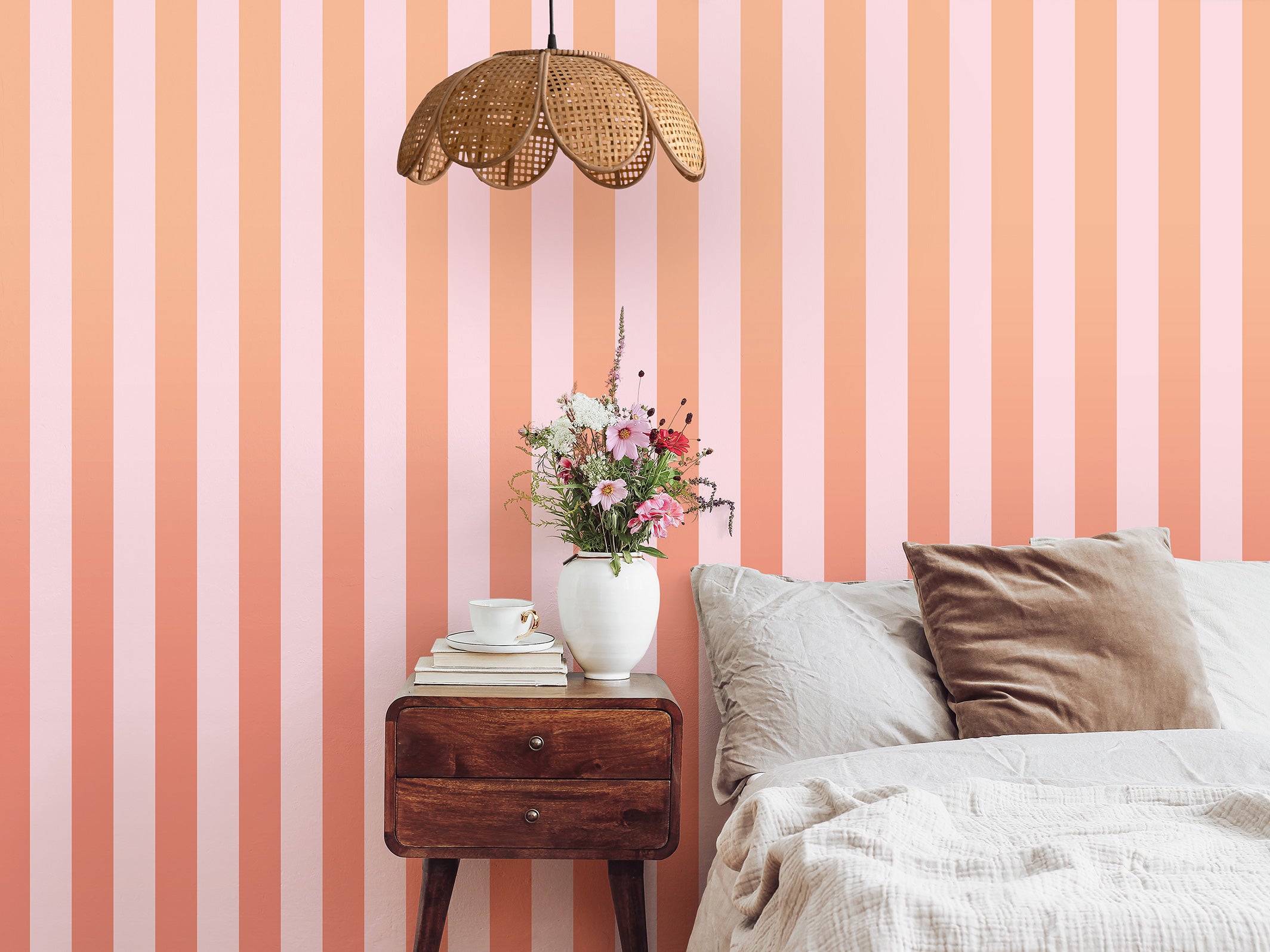Gradient graphic wallpaper - Eliott - Rose pêche & Abricot