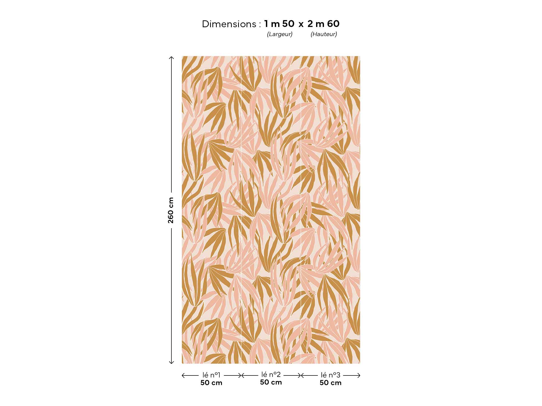 Papier peint végétal - Golden Corals - Ocre doré & Rose poudré