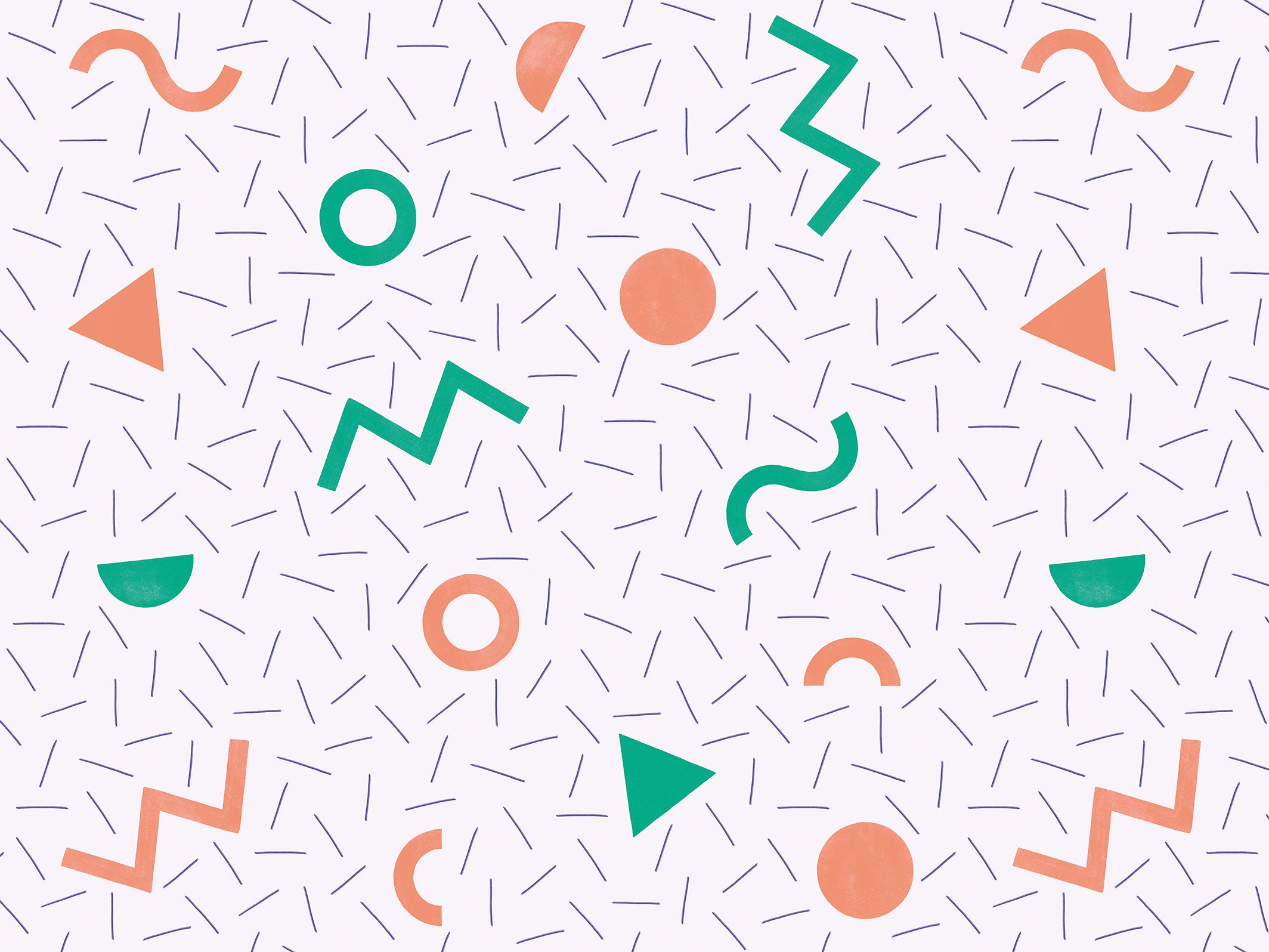 Papier peint graphique - Mila - Corail, Vert, Bleu