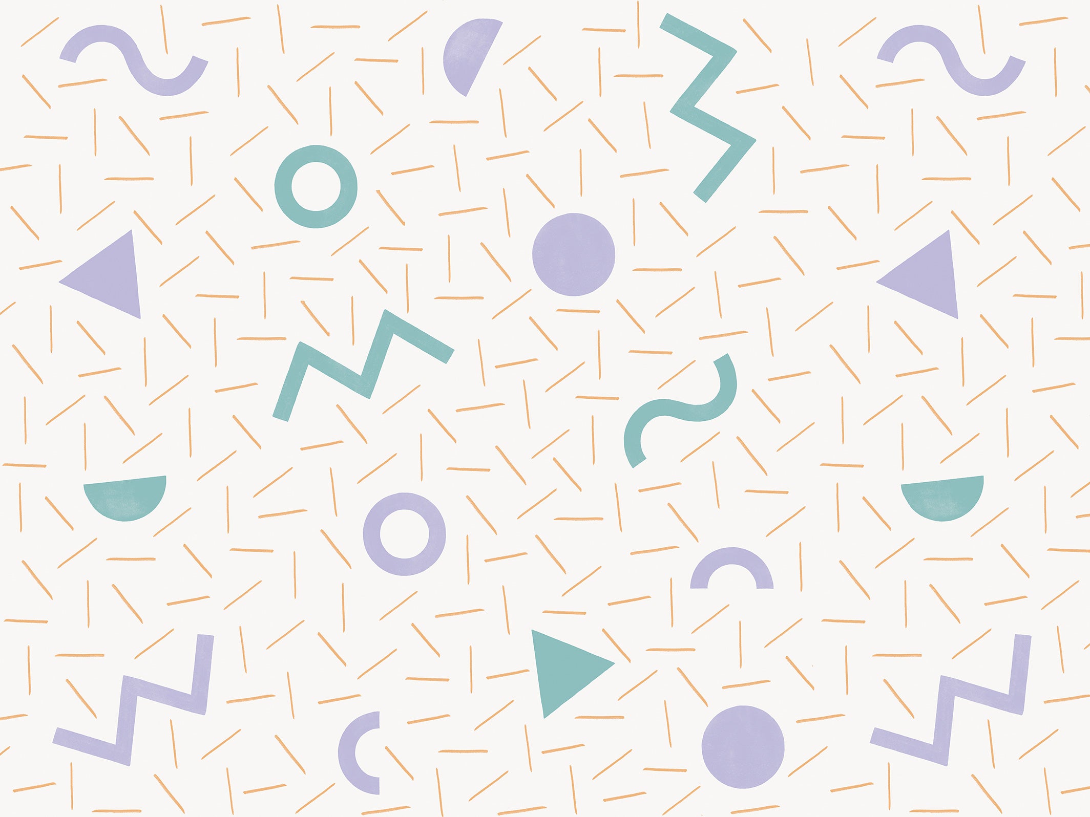 Papier peint Mila, Mauve, Vert, Orange, motif seul