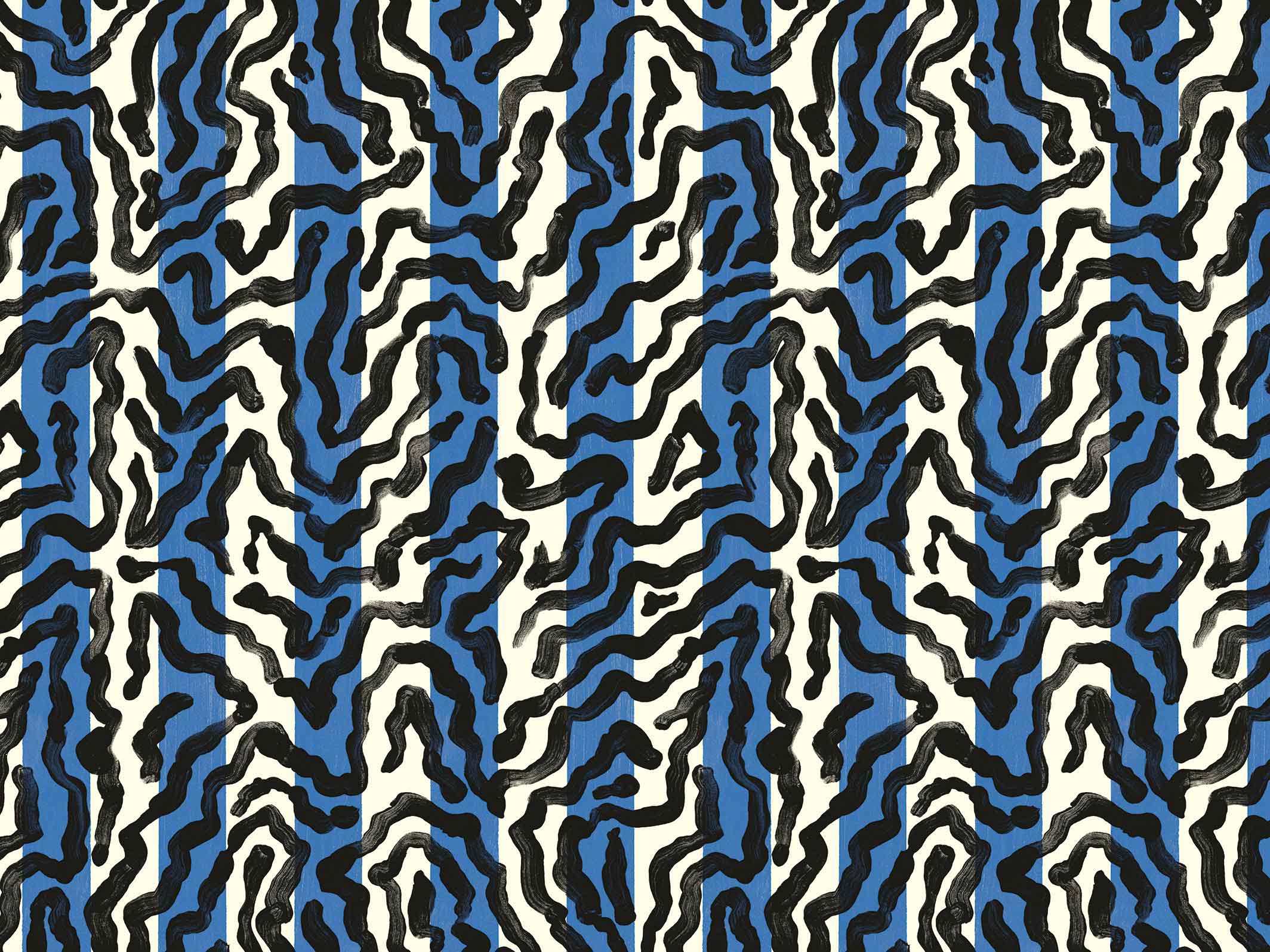 Graphic wallpaper - Milano pop - Bleu & Noir d’encre