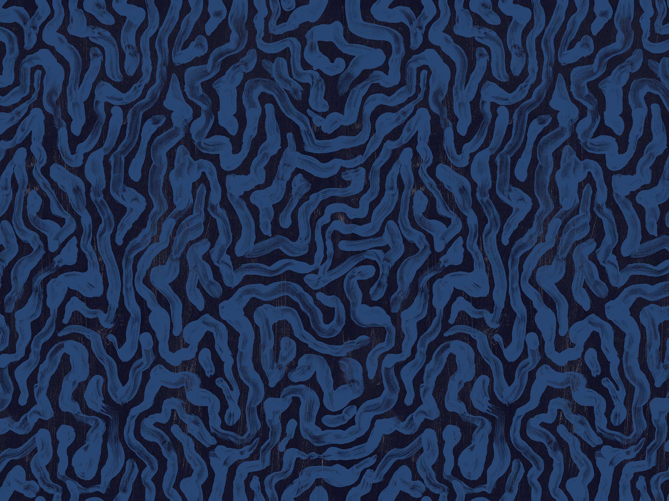 Papier peint Palace marbré - Noir et Bleu indigo - motif seul