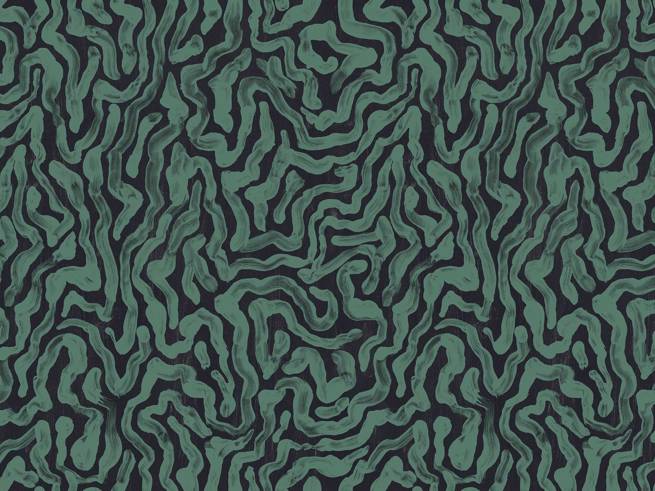 Palace marbré - Noir & Vert velours - motif seul