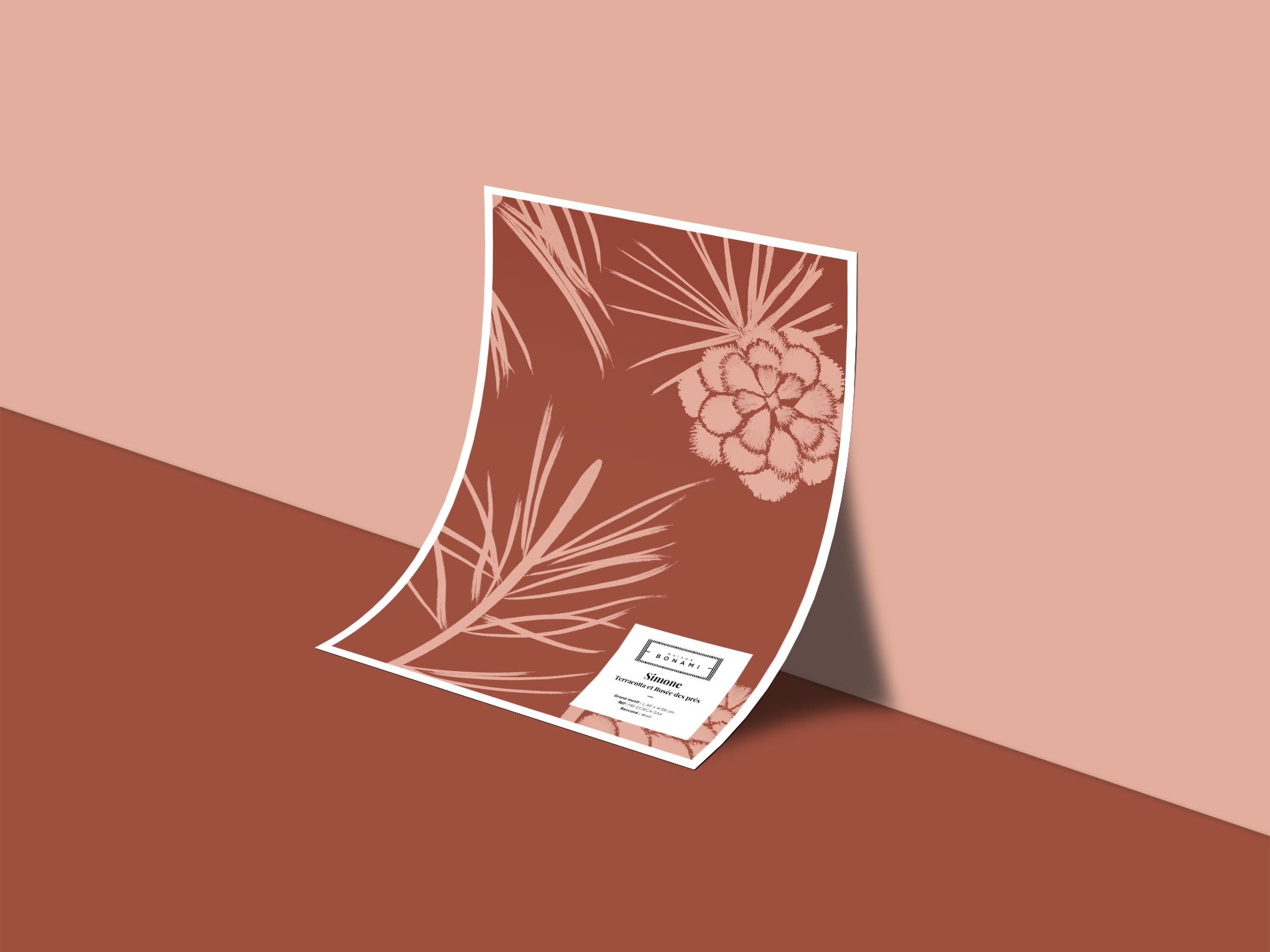 échantillon papier peint Simone - Terracotta et Rosée des prés