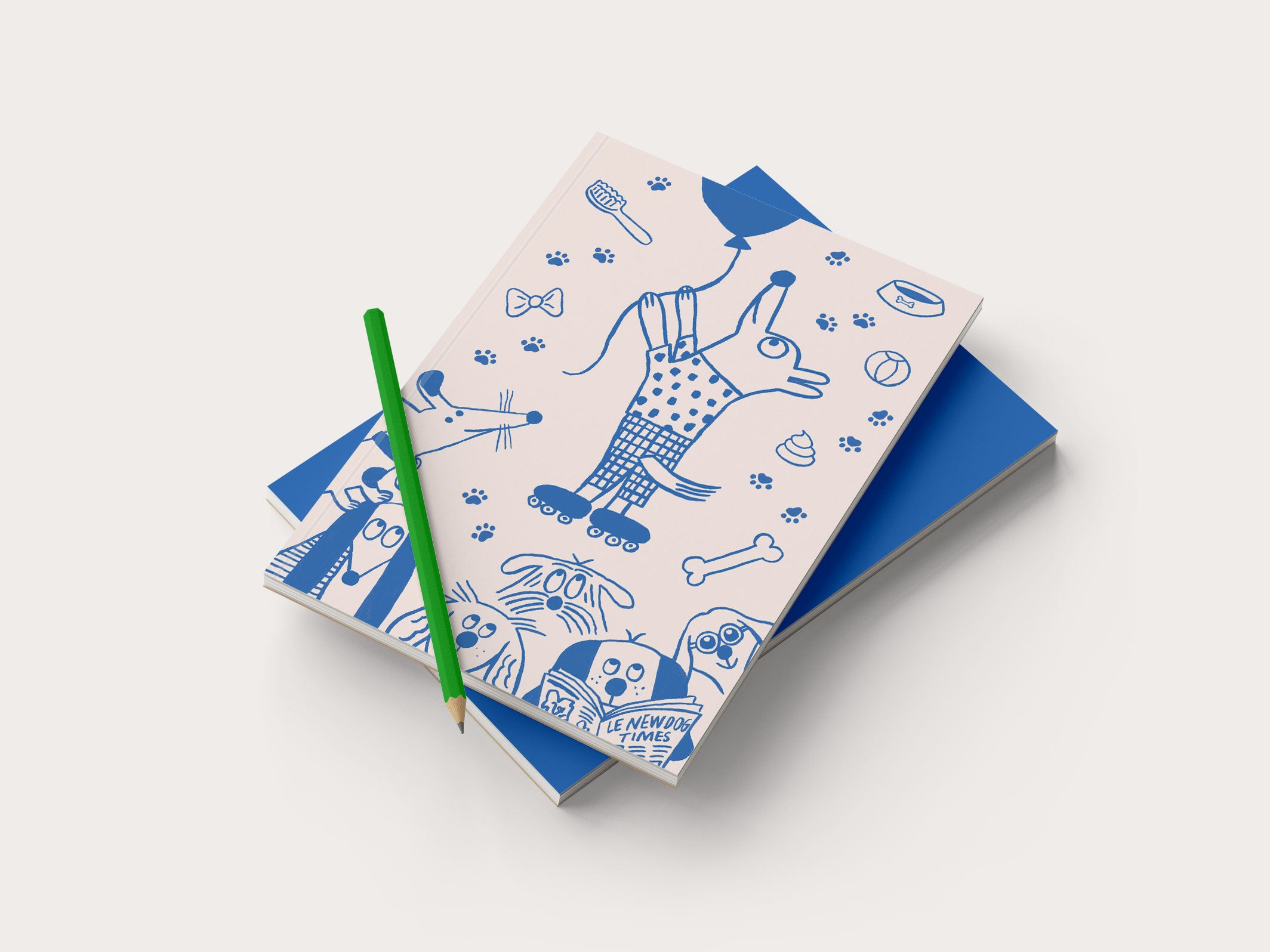 Carnet A5 Woof - Beige et bleu jean