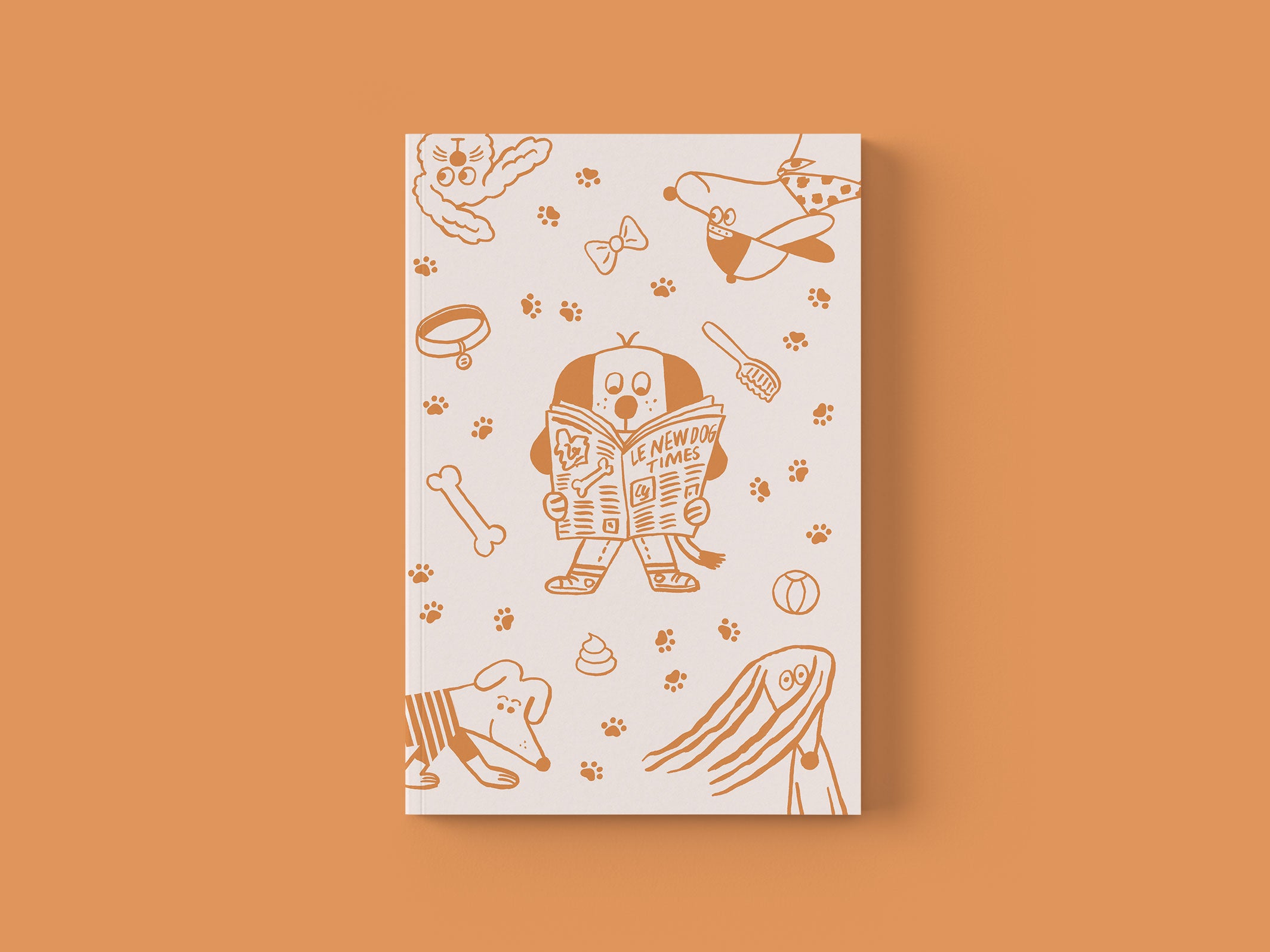 Carnet A5 Woof Beige & Jaune velouté - face