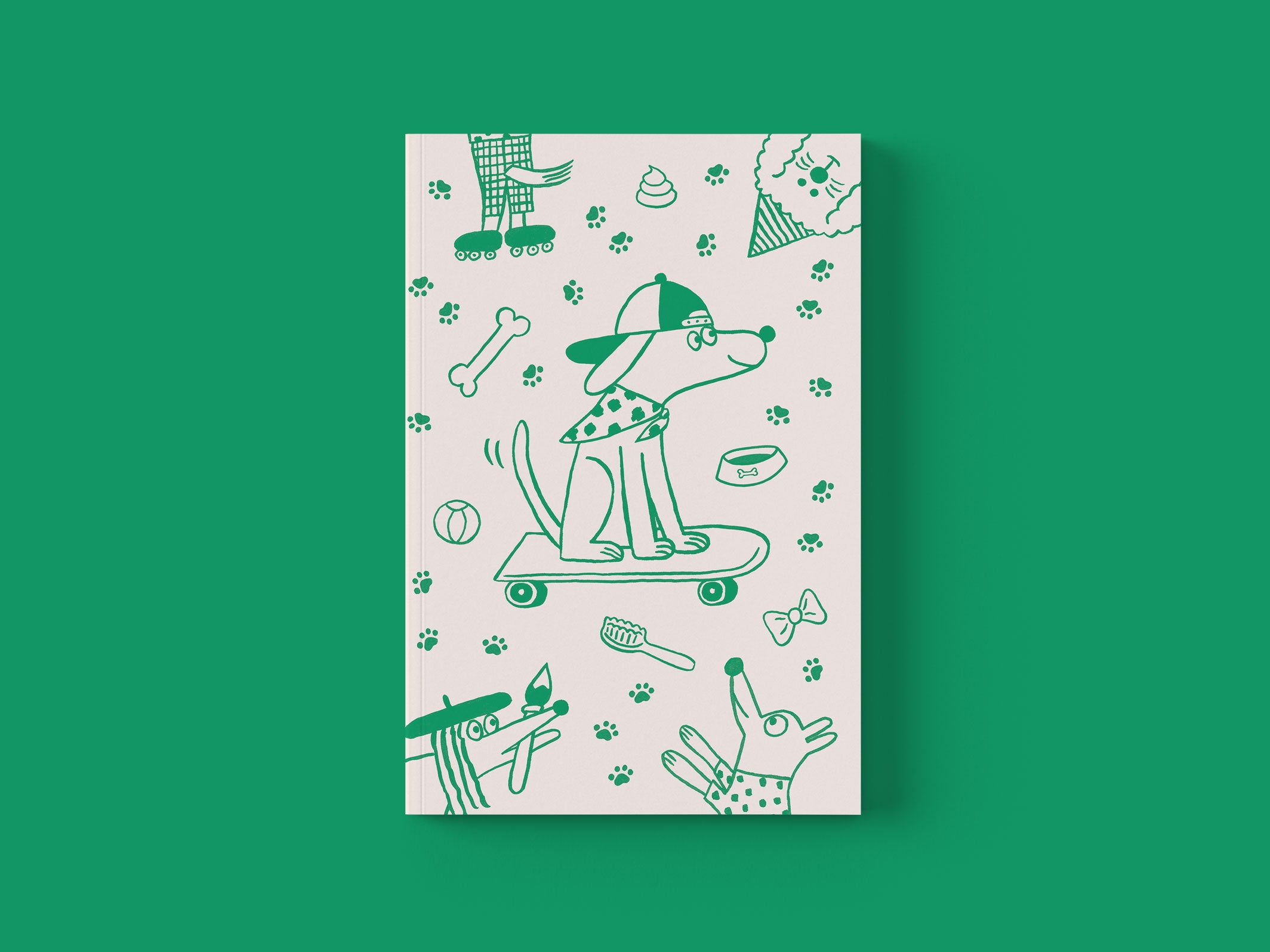 Carnets A5 Woof Beige & Vert pomme - face