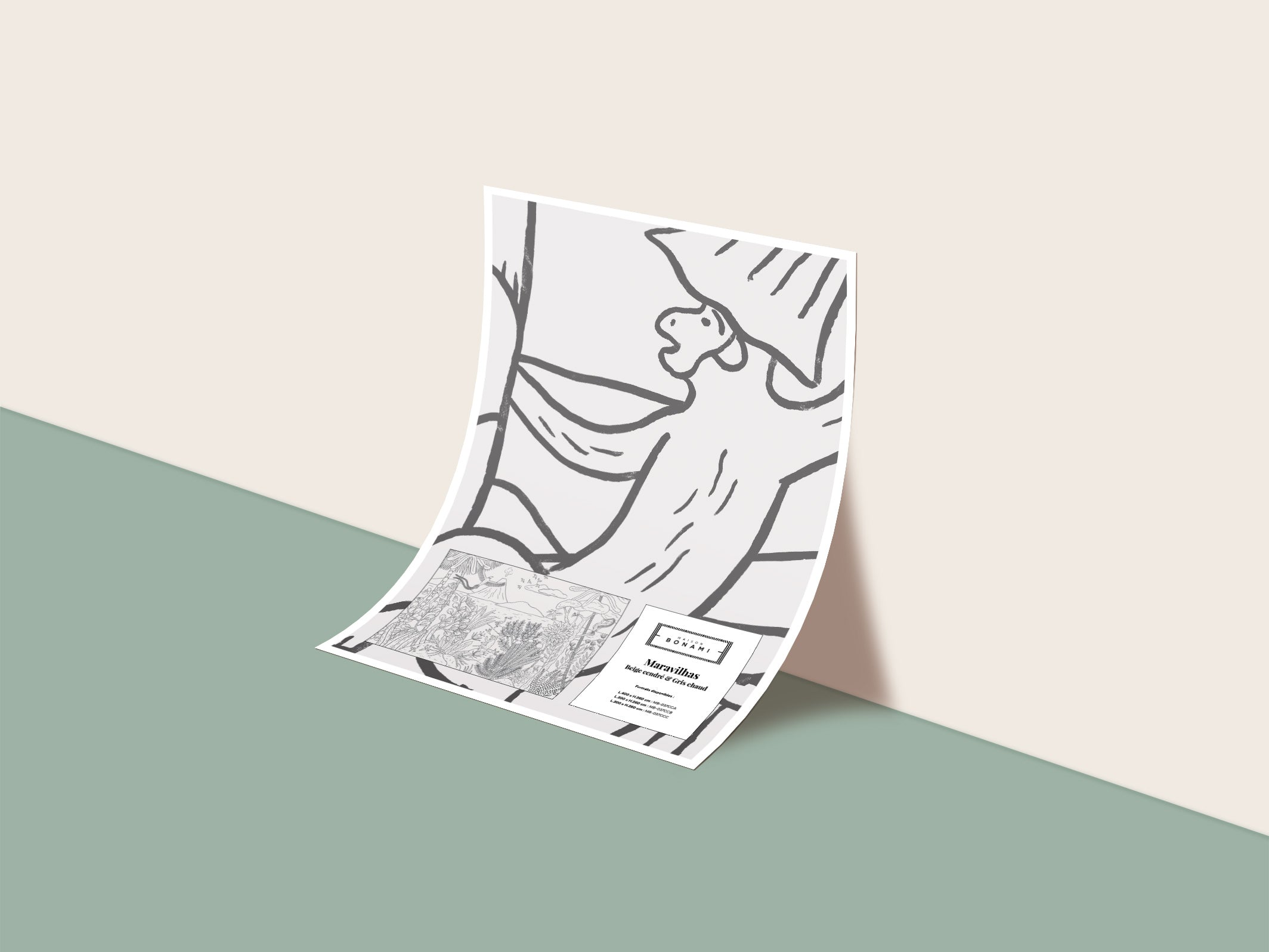 Échantillon du papier peint panoramique pour enfants Maravilhas Beige cendré & Gris chaud