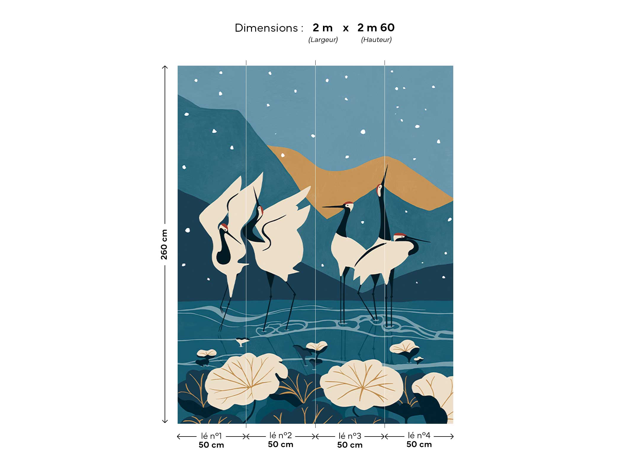 Papier peint panoramique - Kyuuai Dansu - Bleu & Doré en 2m