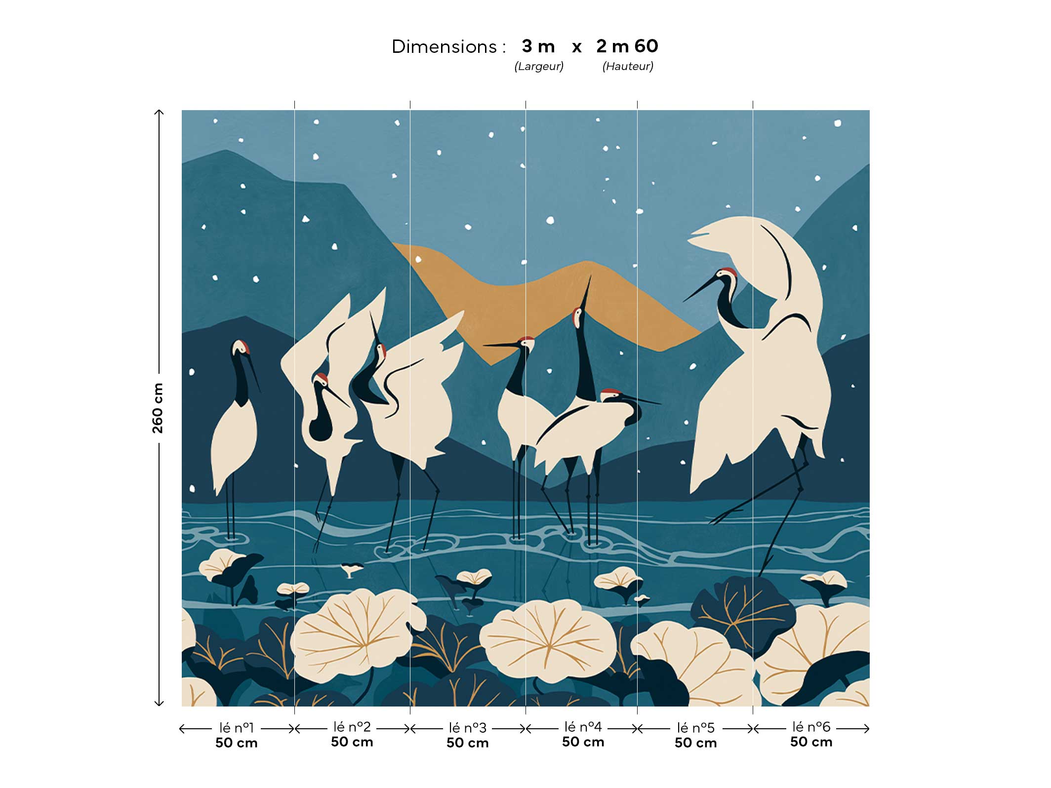 Papier peint panoramique - Kyuuai Dansu - Bleu & Doré en 3m