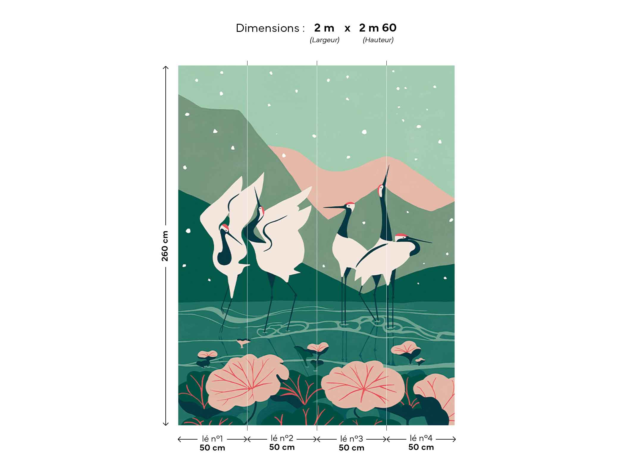 Papier peint Kyuuai Dansu - Vert & Rose en 2m