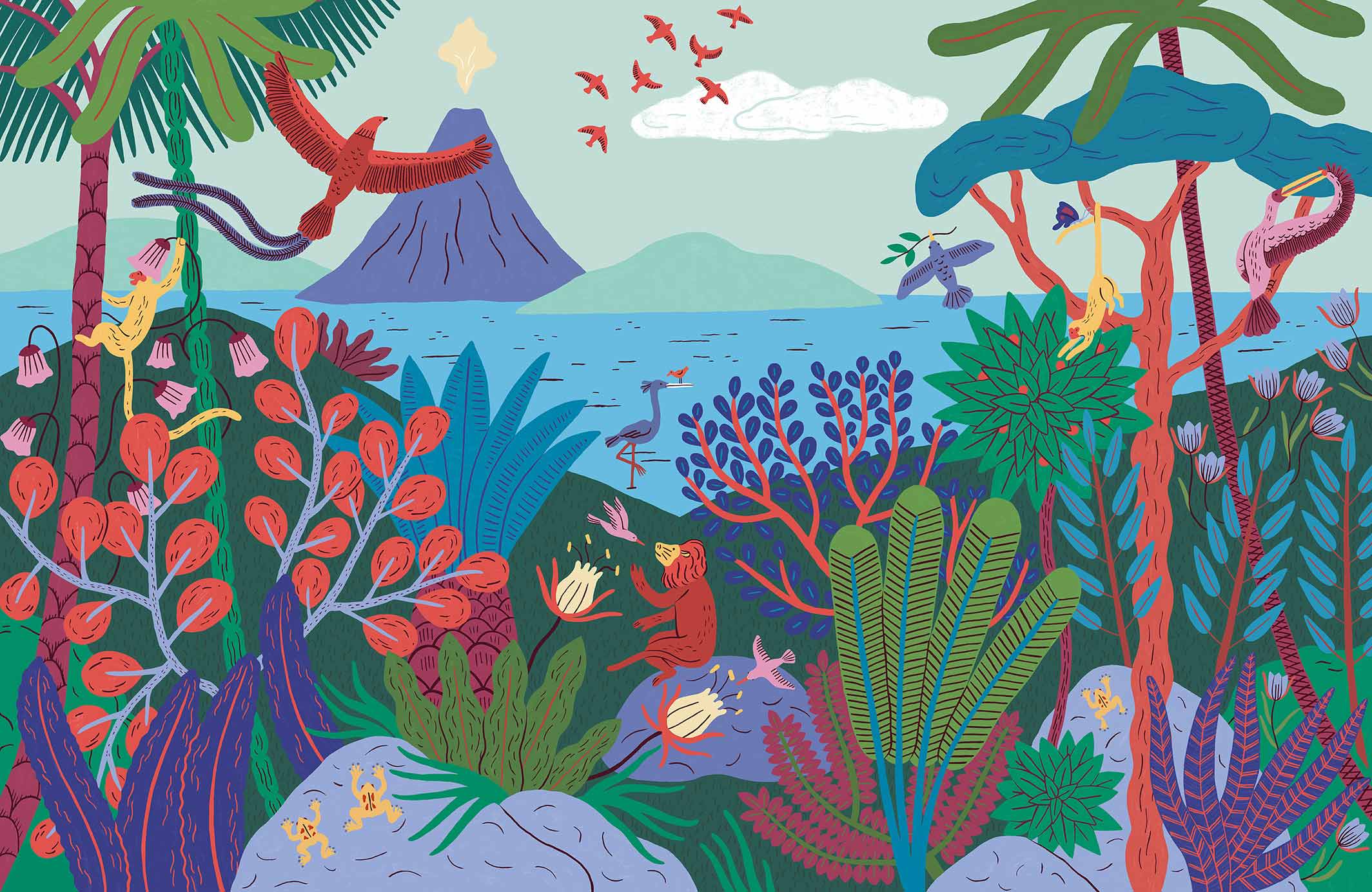 Papier peint panoramique pour enfants Maravilhas - Multicolore - décor 4 m complet