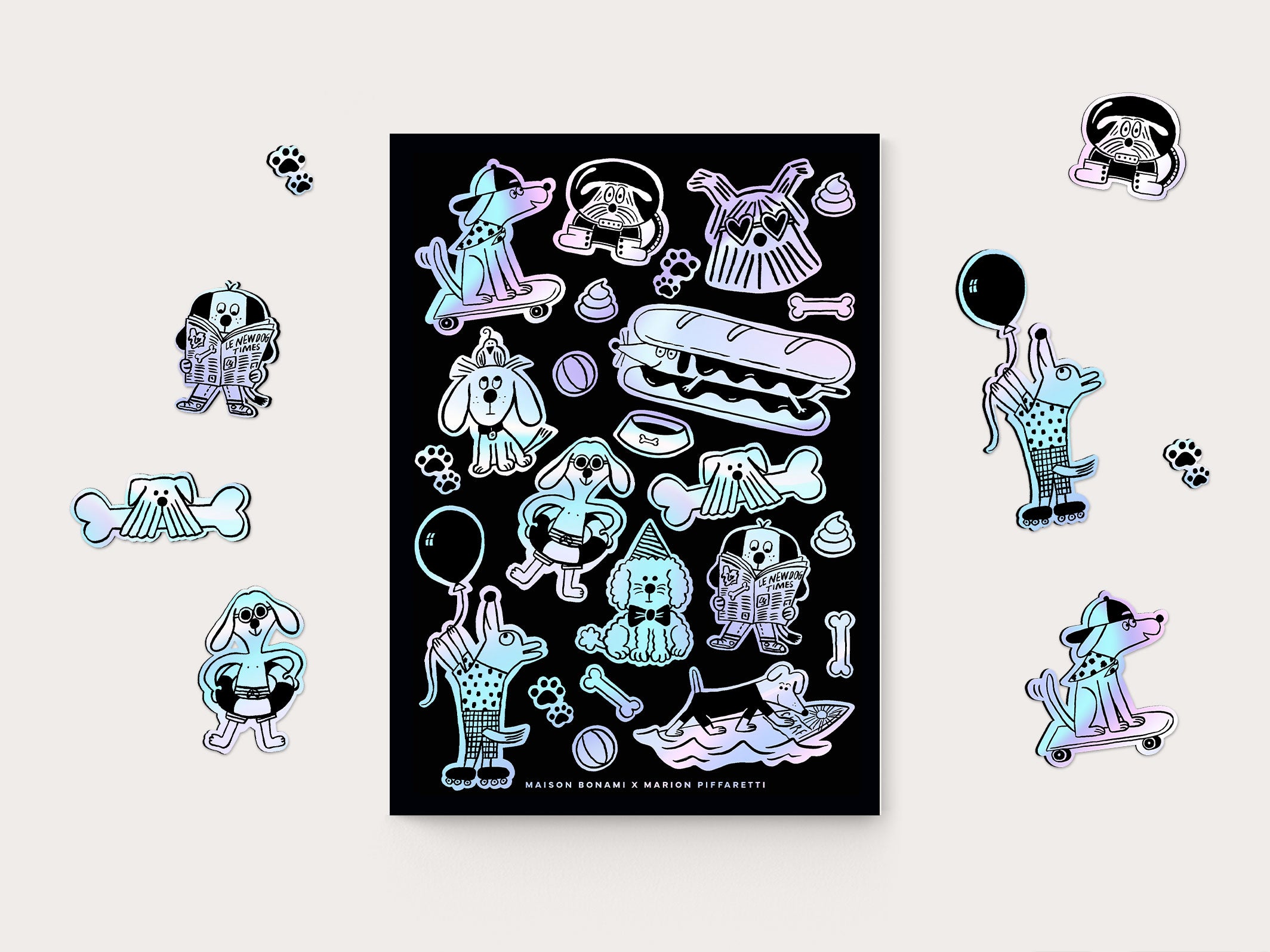 Planche de stickers Woof - couleur Noir et holographique