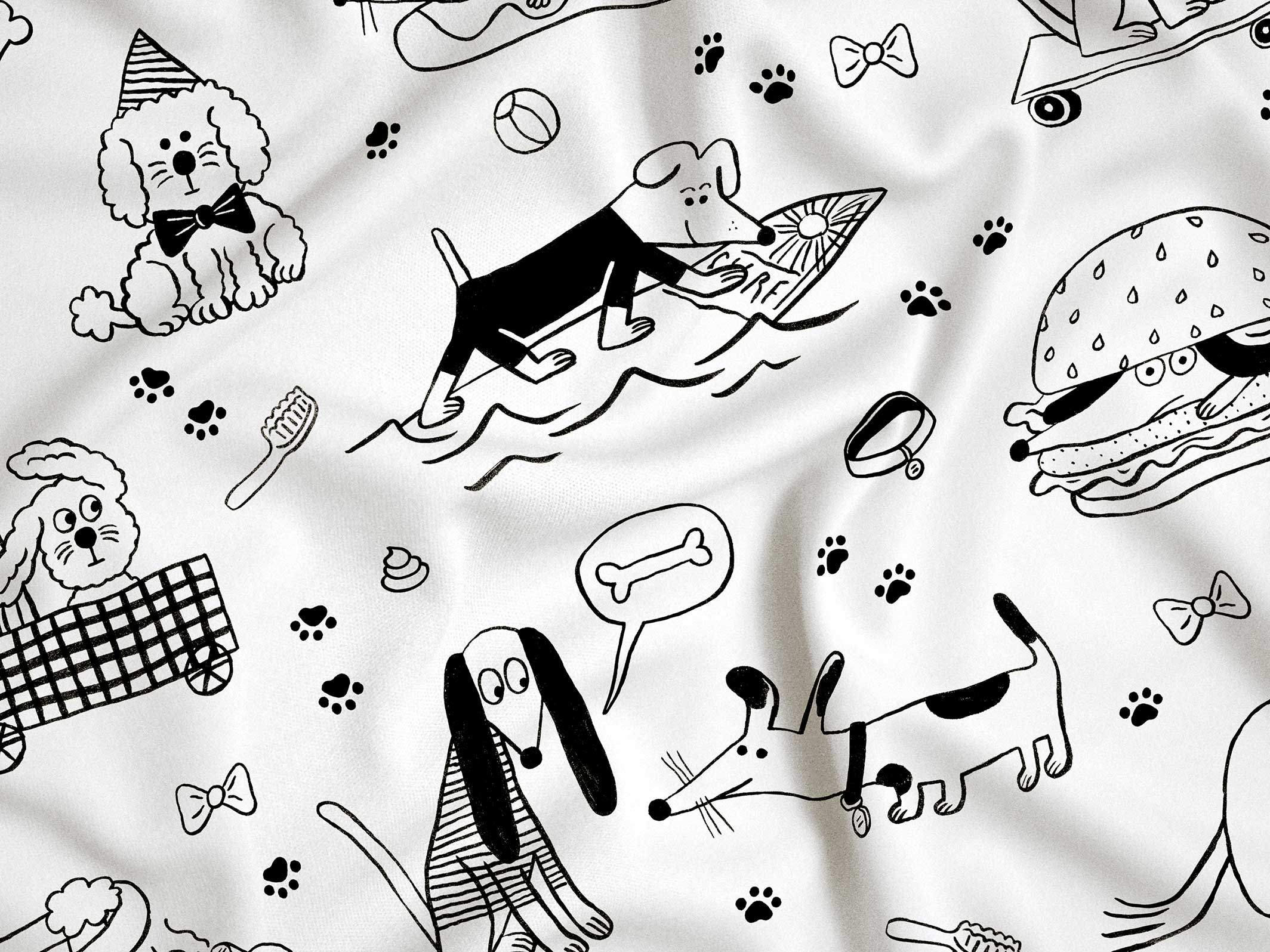 Torchon coton Woof - Noir et Blanc - zoom
