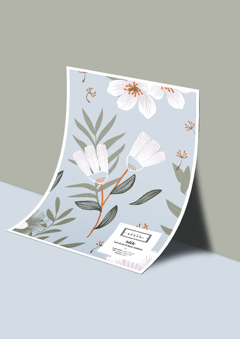 Échantillon papier peint Adèle - Vert d’eau & Rose saumon
