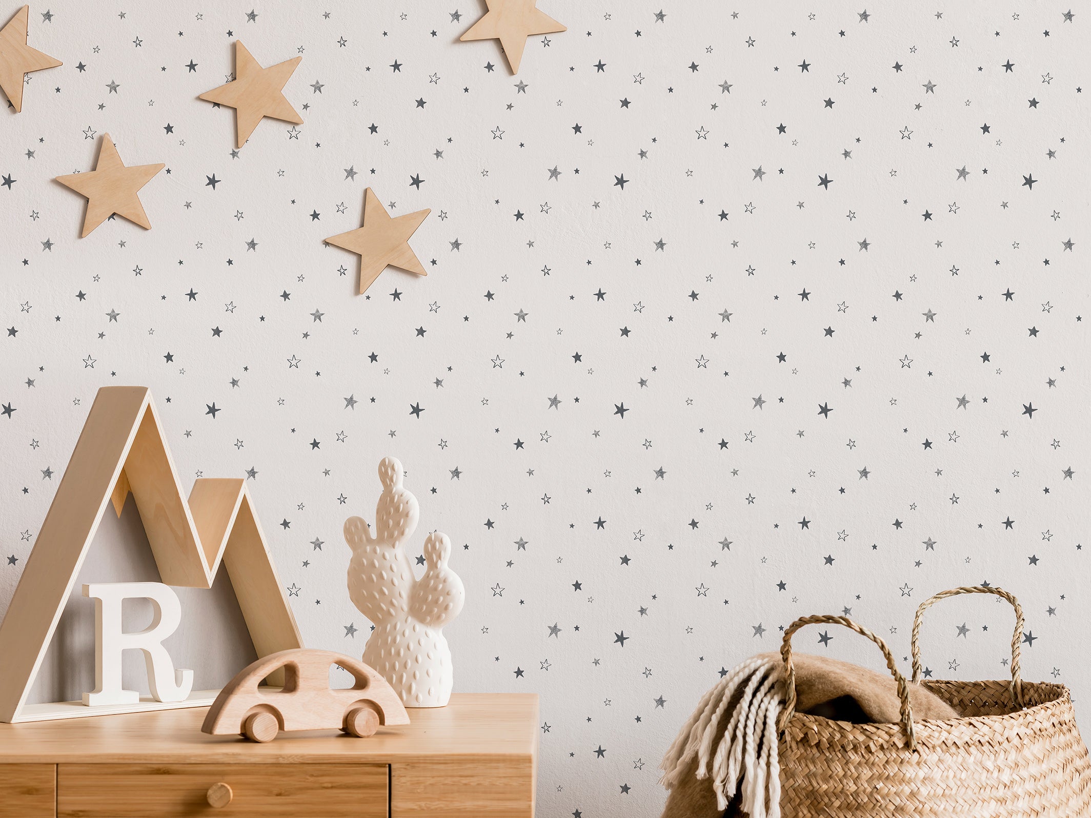 Children's wallpaper - Little stars - Black & White