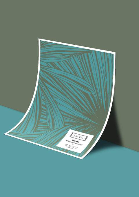 Échantillon papier peint Manon - Bleu canard & Vert Avocat