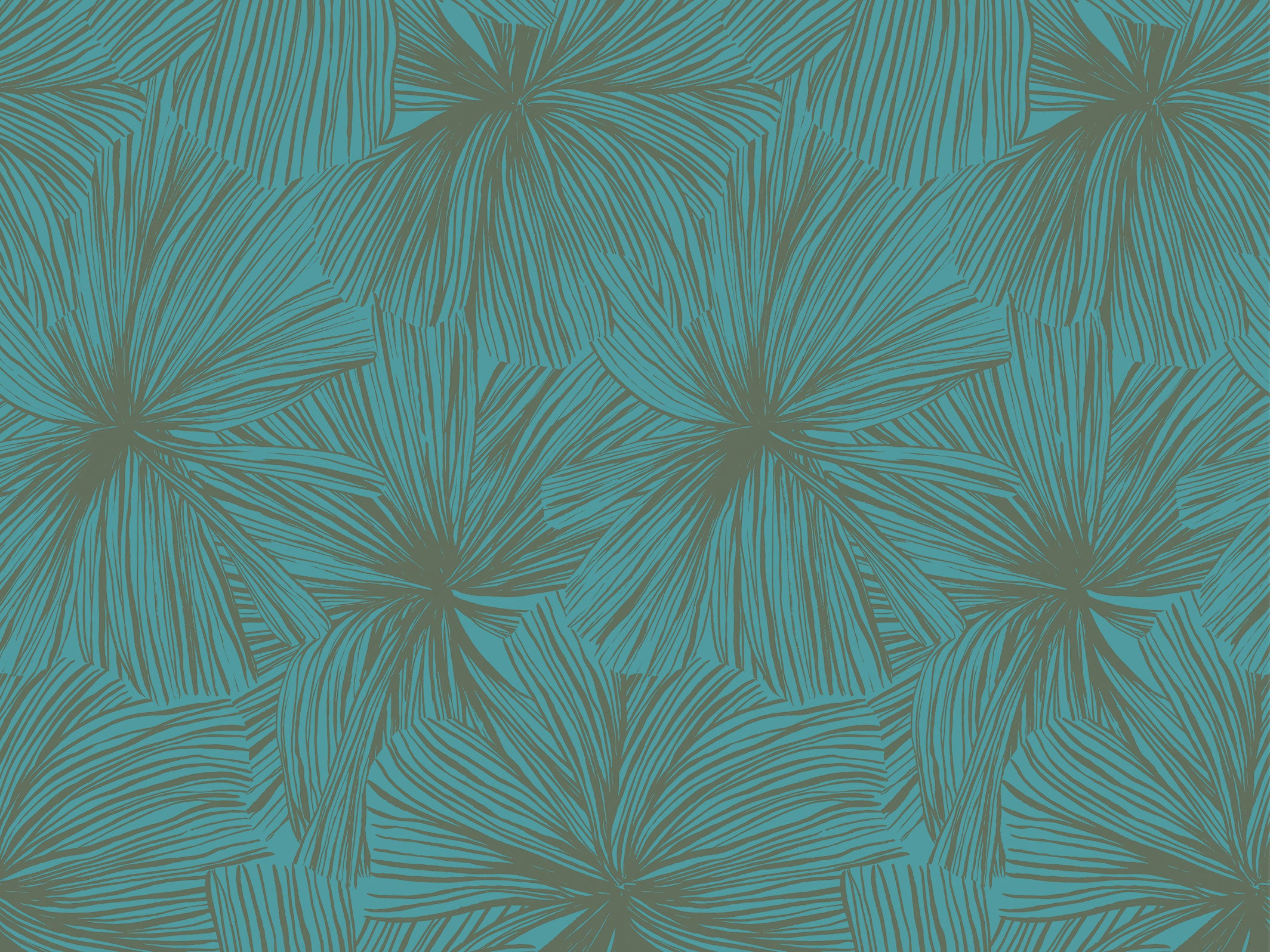 Papier peint jungle - Manon - Bleu canard & Vert Avocat