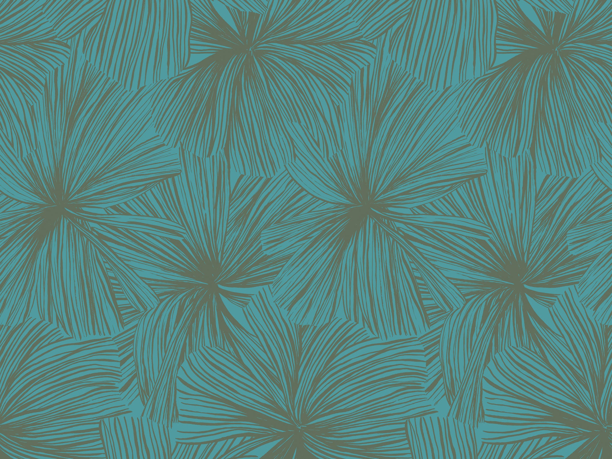 Papier peint jungle - Manon - Bleu canard & Vert Avocat