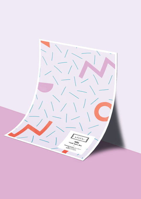 Échantillon papier peint Mila - Corail, Mauve, Bleu