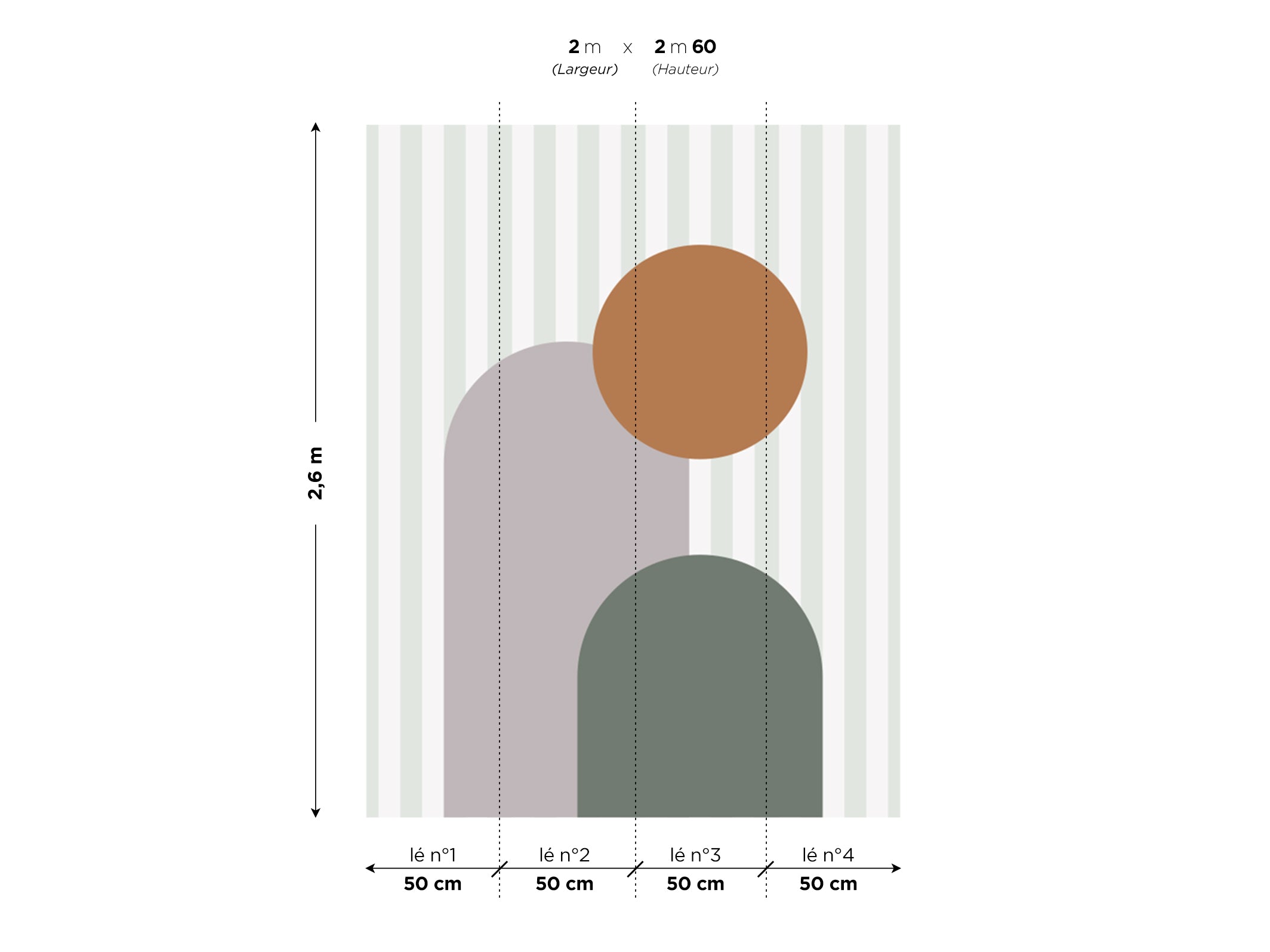 Panoramic wallpaper - Roman - Gris, Vert & Brun
