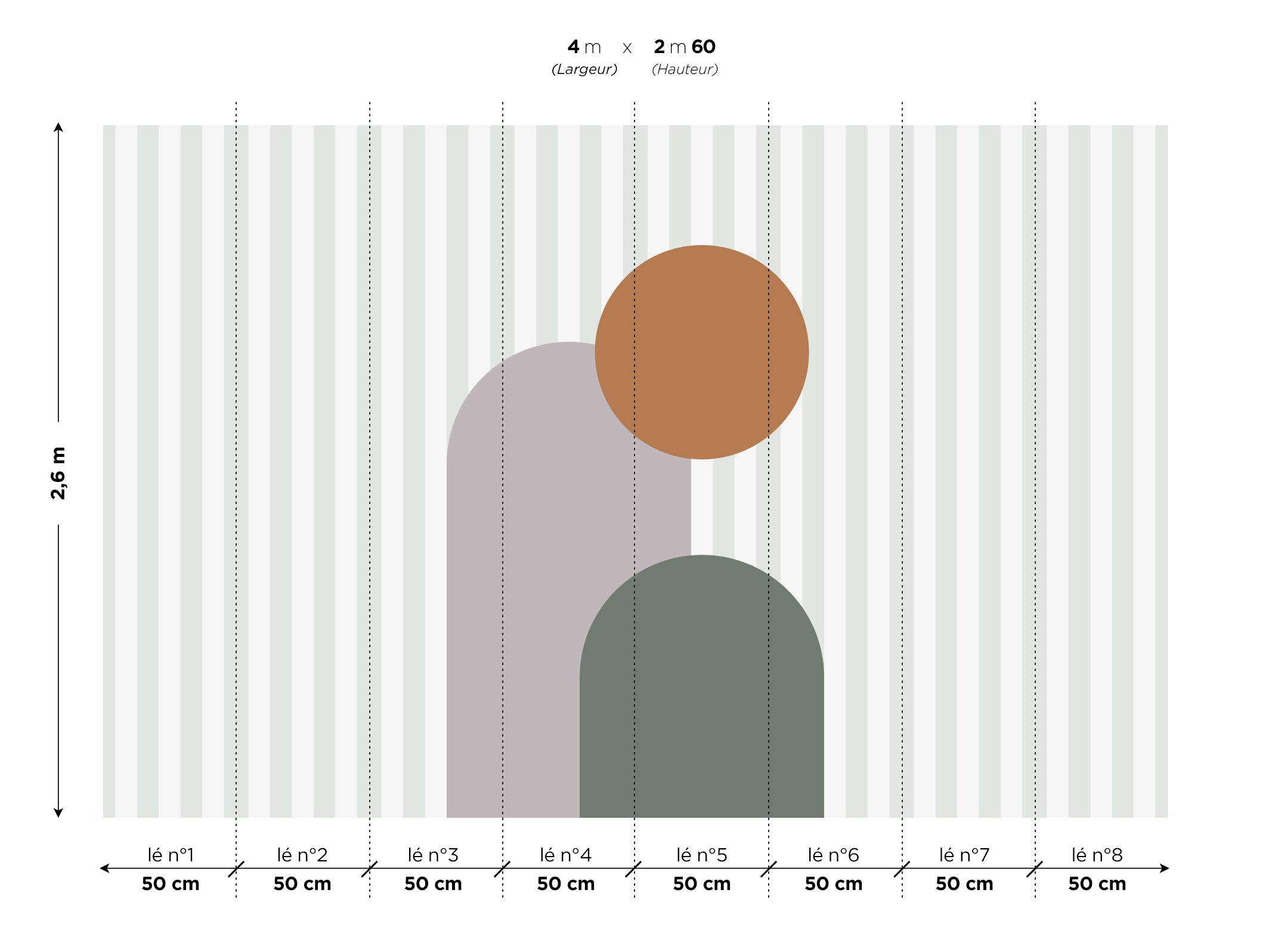 Panoramic wallpaper - Roman - Gris, Vert & Brun