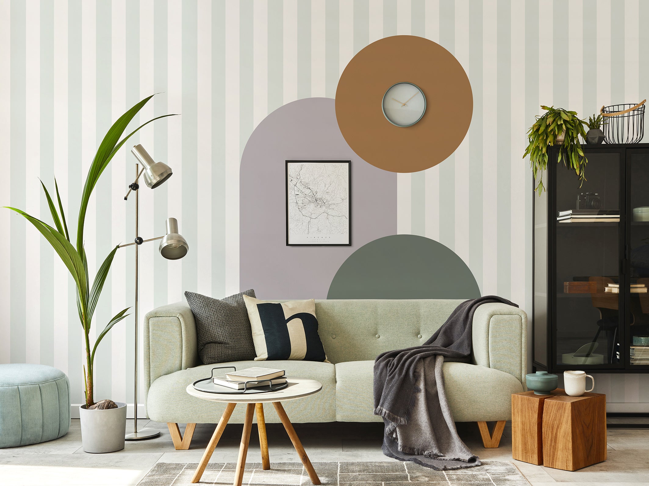 Panoramic wallpaper - Roman - Gris, Vert & Brun