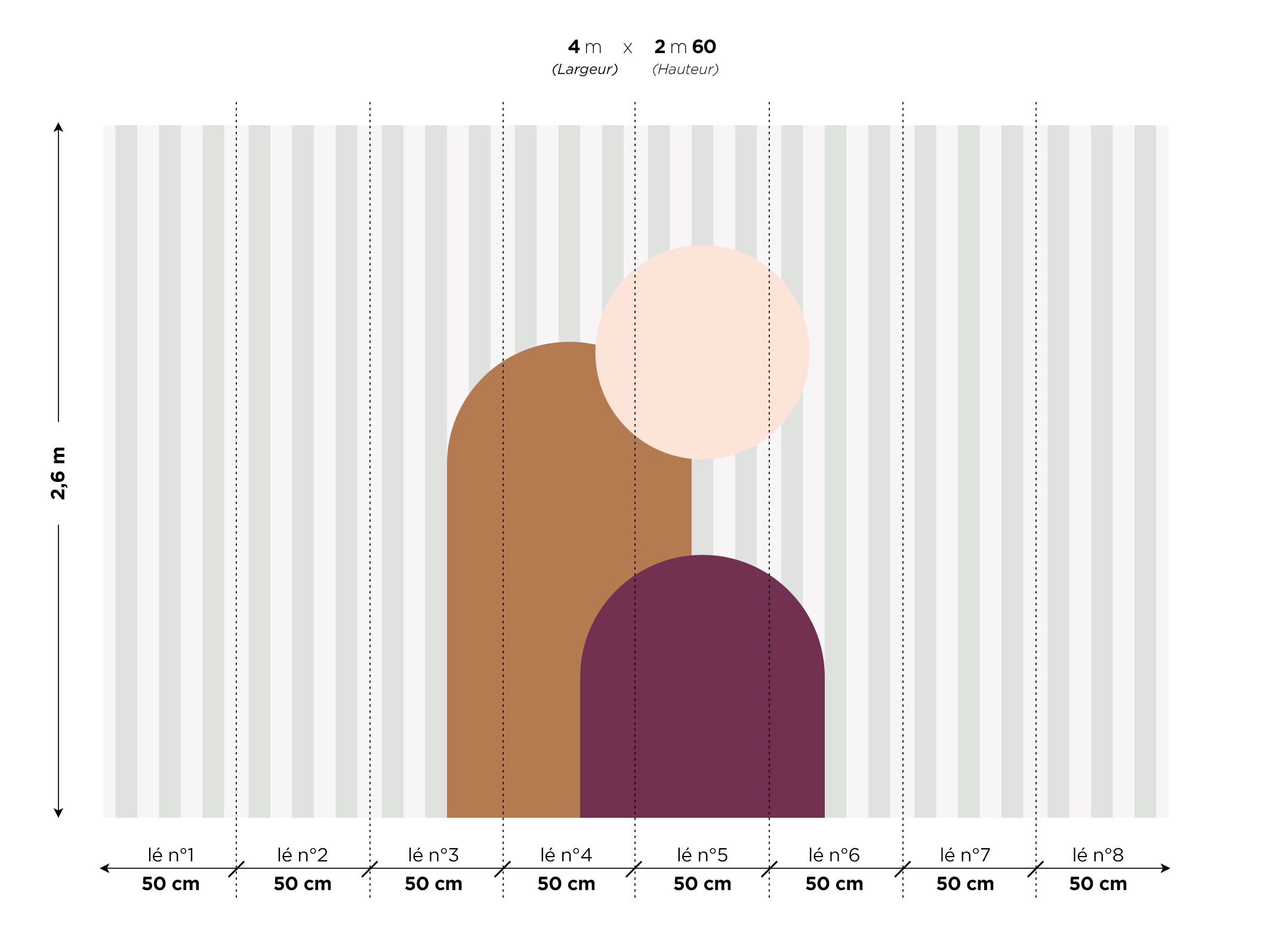 Papier peint panoramique - Roman - Brun, Aubergine & Rose