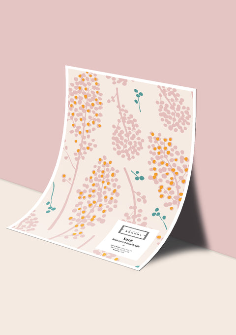 Échantillon papier peint Suzie - Beige rosé & Rose dragée