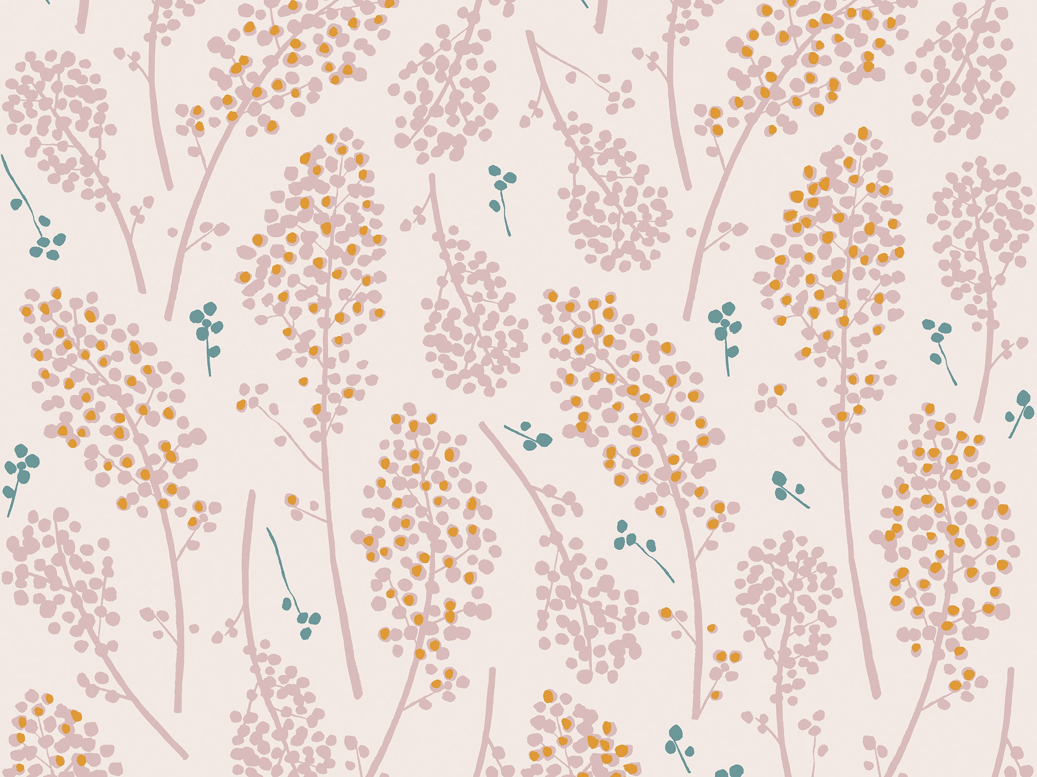 Papier peint Suzie, Beige rosé & Rose dragée, motif seul