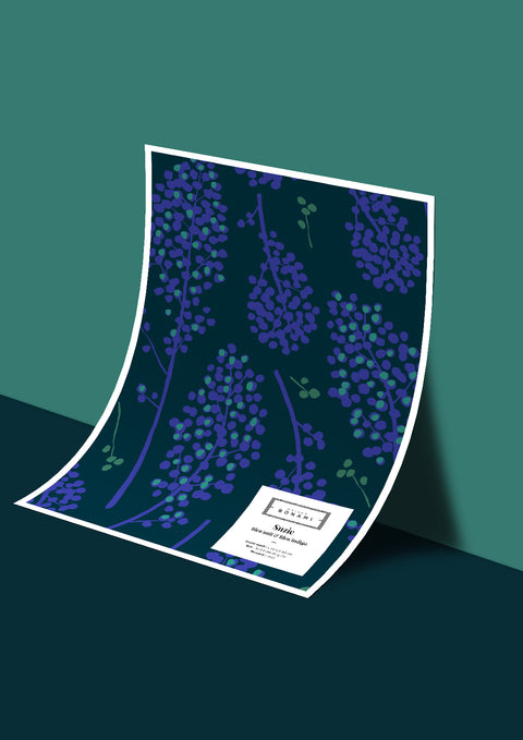 Échantillon papier peint Suzie - Bleu nuit & Bleu indigo