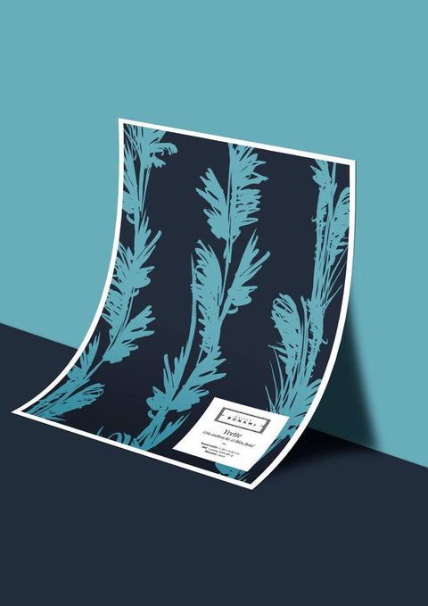Échantillon papier peint Yvette - Gris Anthracite & Bleu Fumé