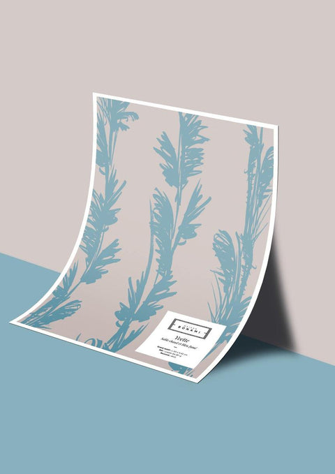 Échantillon papier peint Yvette - Sable Chaud & Bleu Fumé