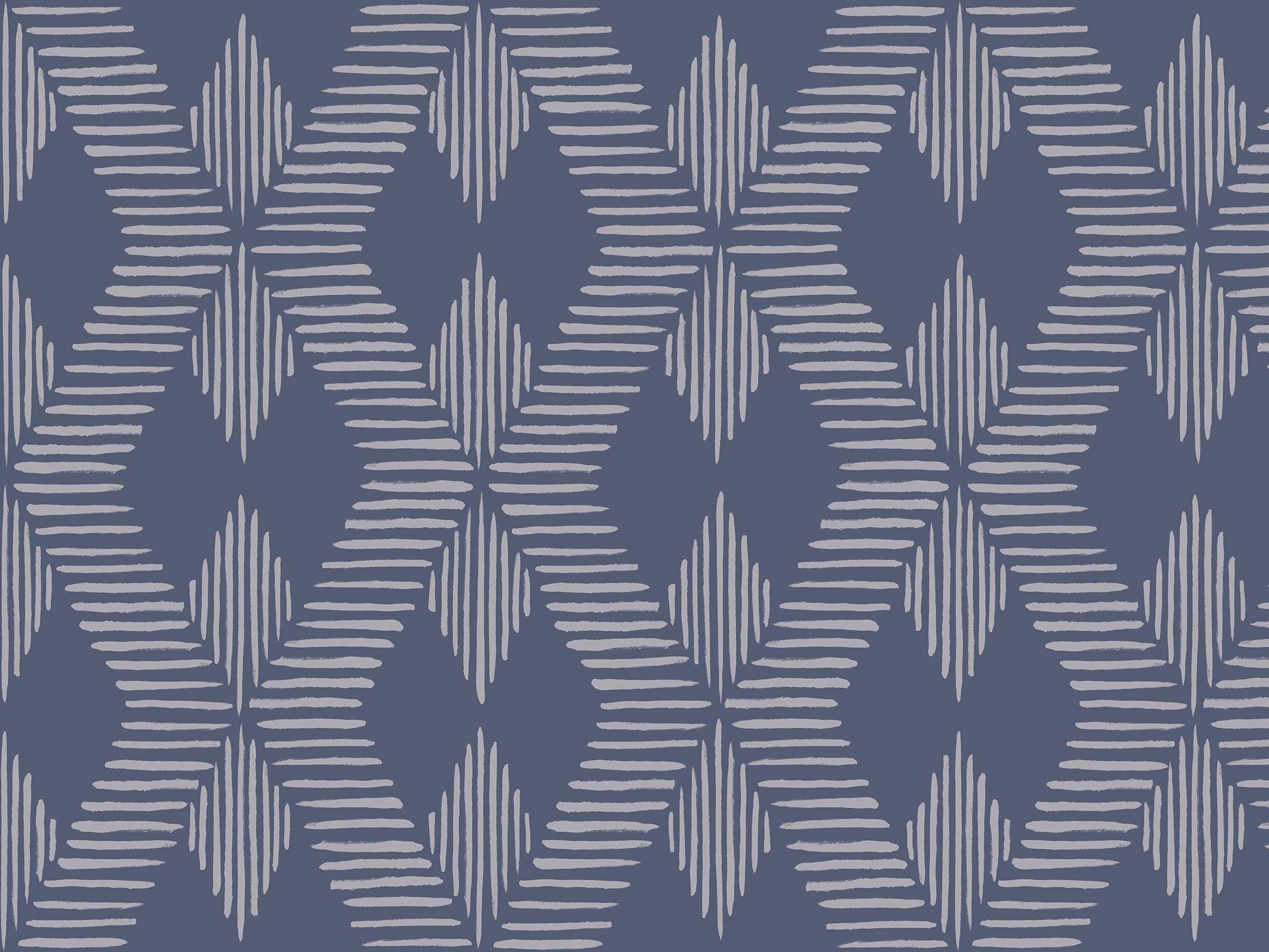 Andrée - Bleu minéral & Gris acier - grand motif - Maison BONAMI