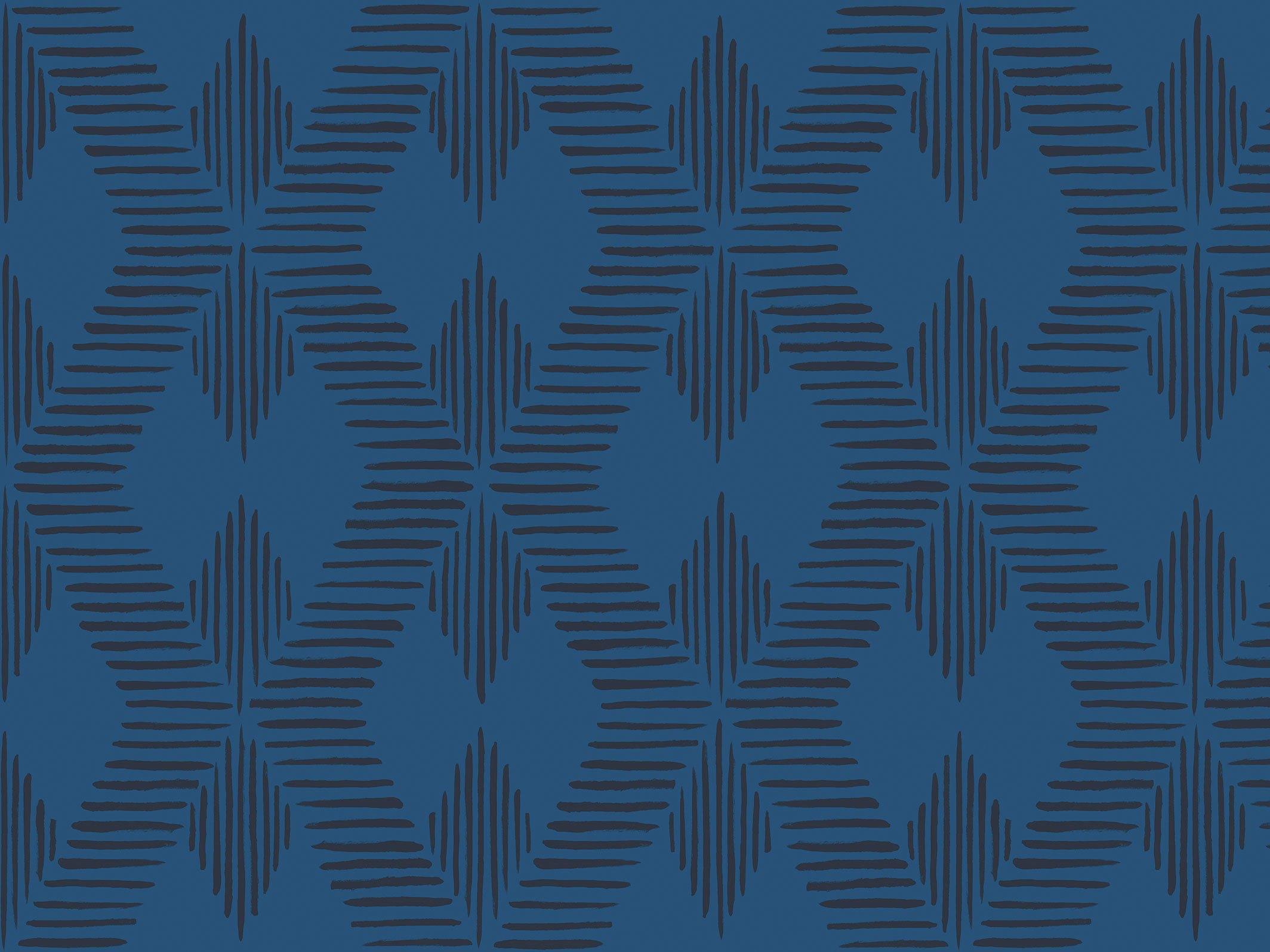 Andrée - Bleu Pétrole & Gris Anthracite - grand motif - Maison BONAMI