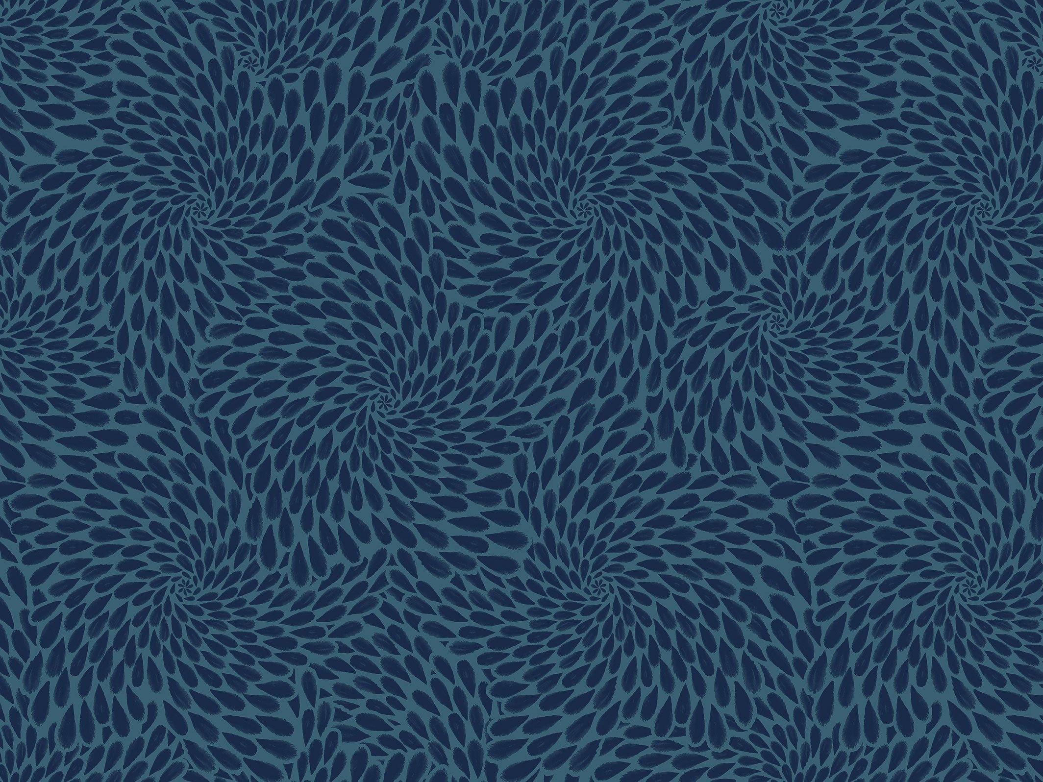 Colette - Bleu gris & Bleu de Prusse - grand motif - Maison BONAMI