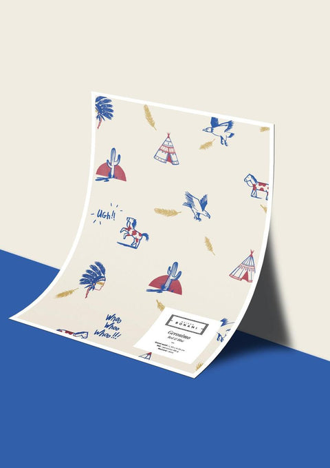 Échantillon papier peint Geronimo - Red & Blue