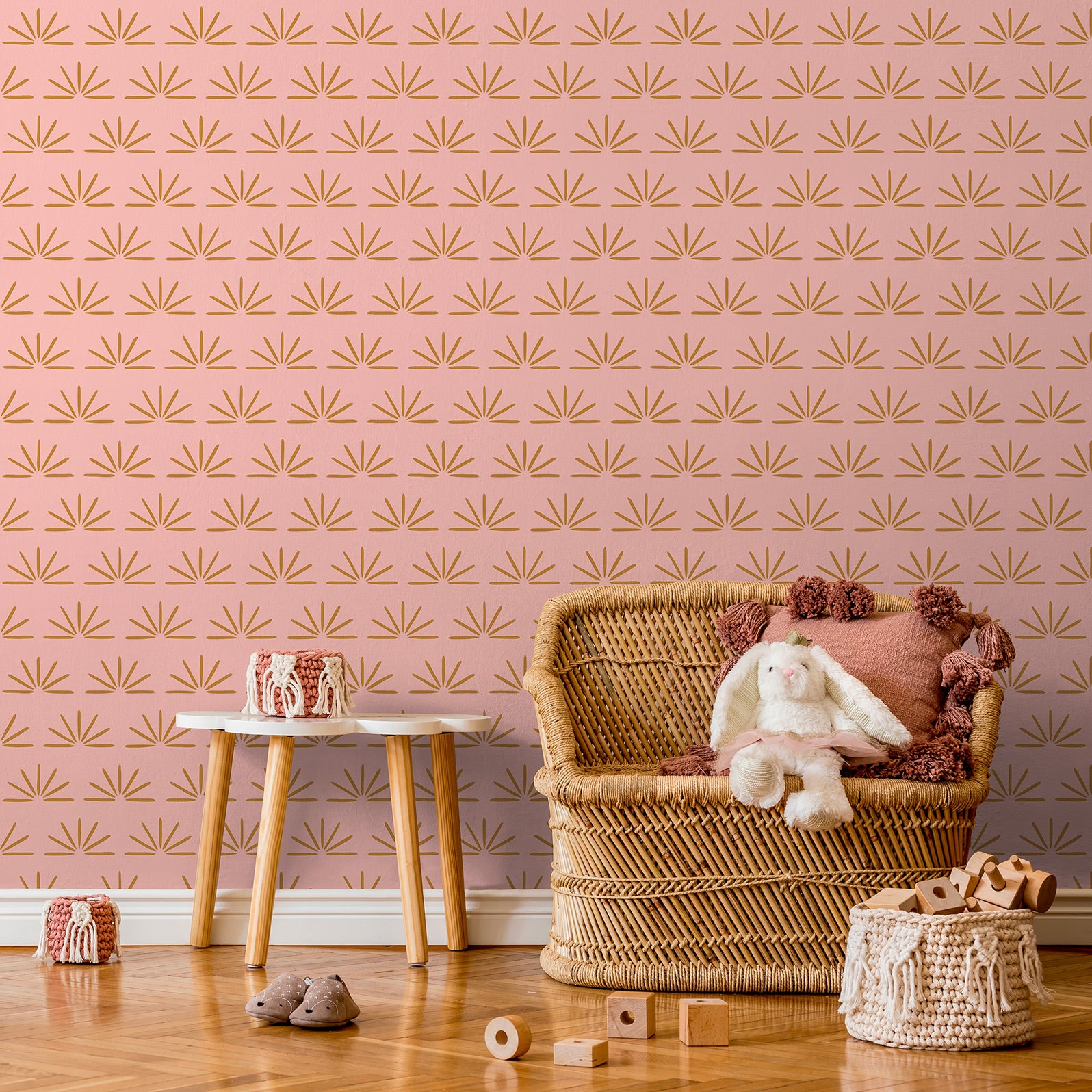 Jeanne - Rose blush & Ocre doré - dans une chambre d'enfants