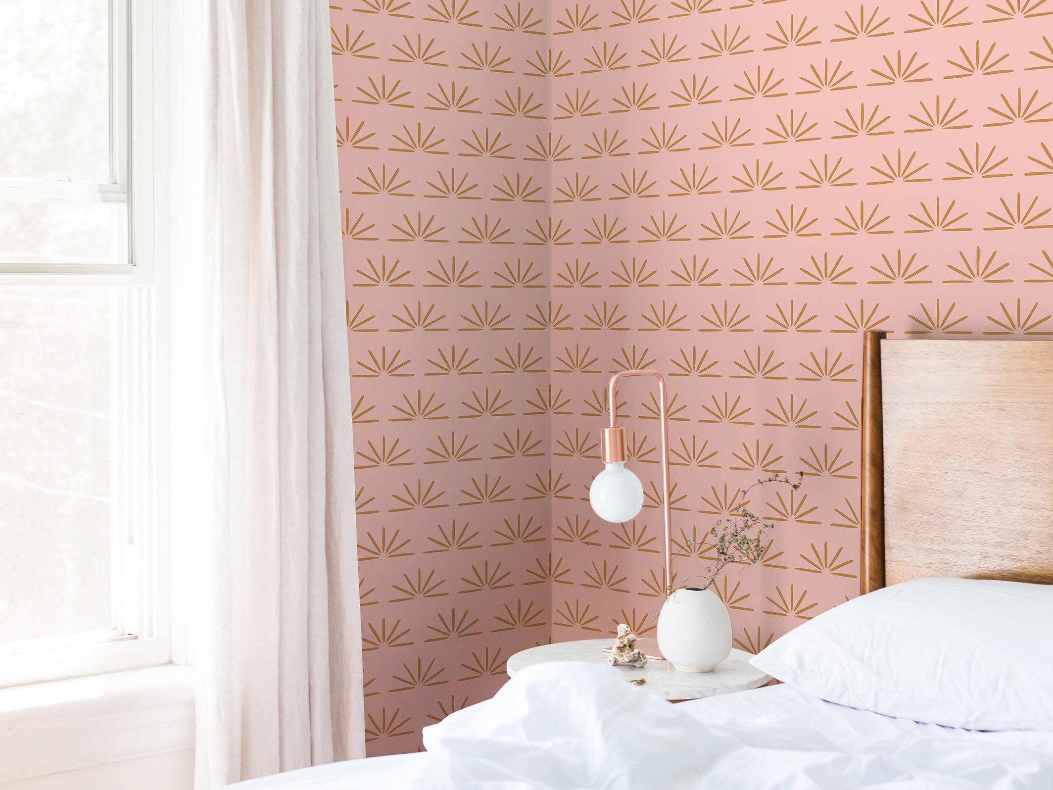 Jeanne - Rose blush & Ocre doré - grand motif - Maison BONAMI