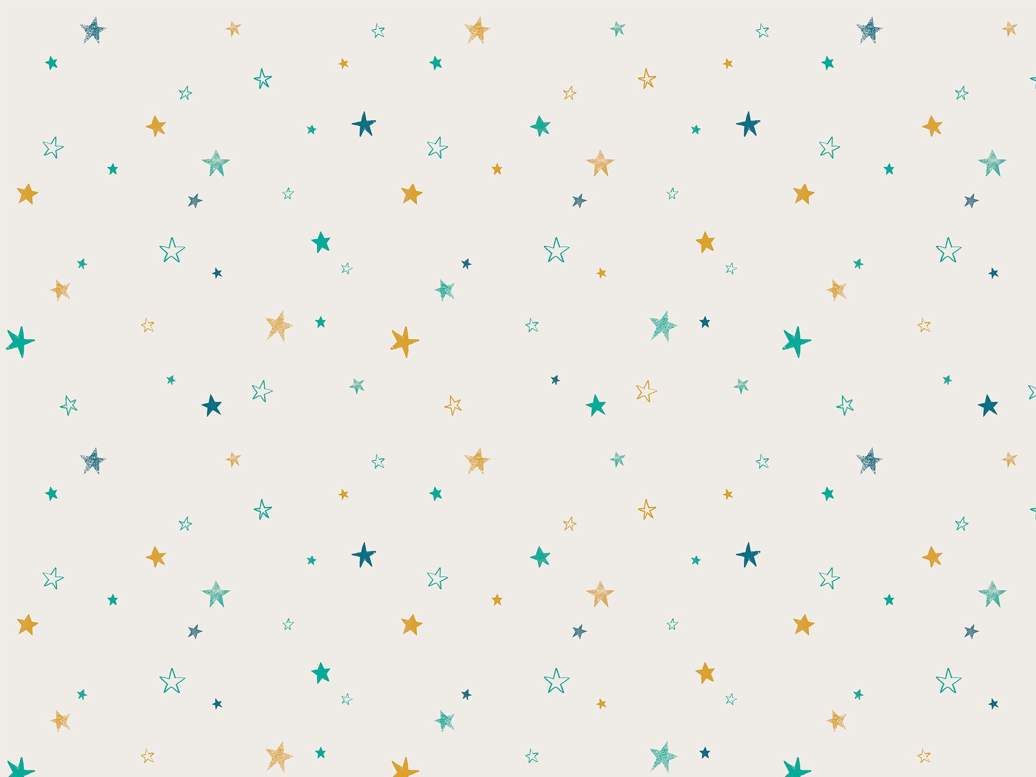 Papier peint enfant - Little Stars - Green & Gold - motif seul
