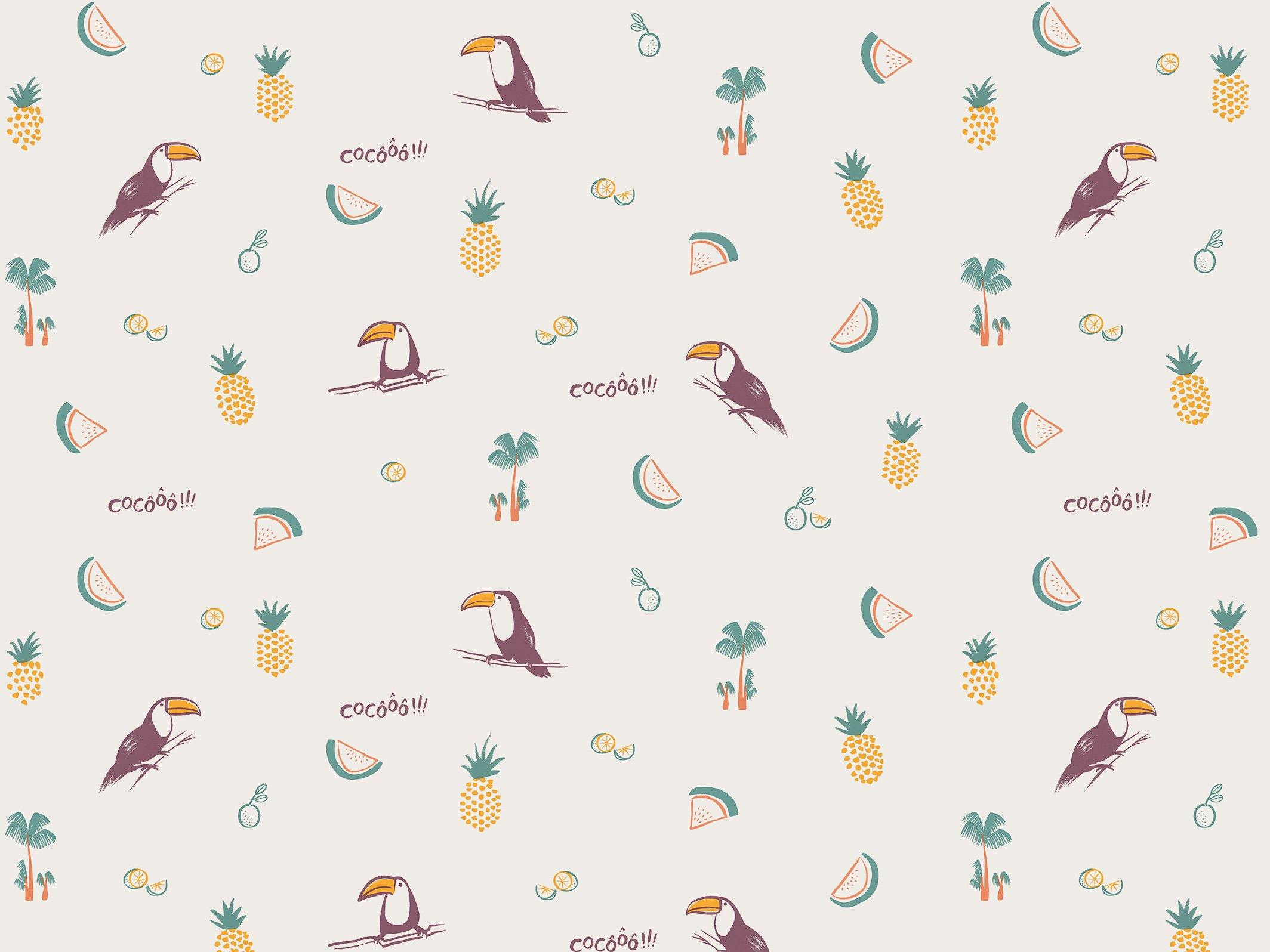 Toco le toucan - Beige cendré & Bois de braise - grand motif - Maison BONAMI