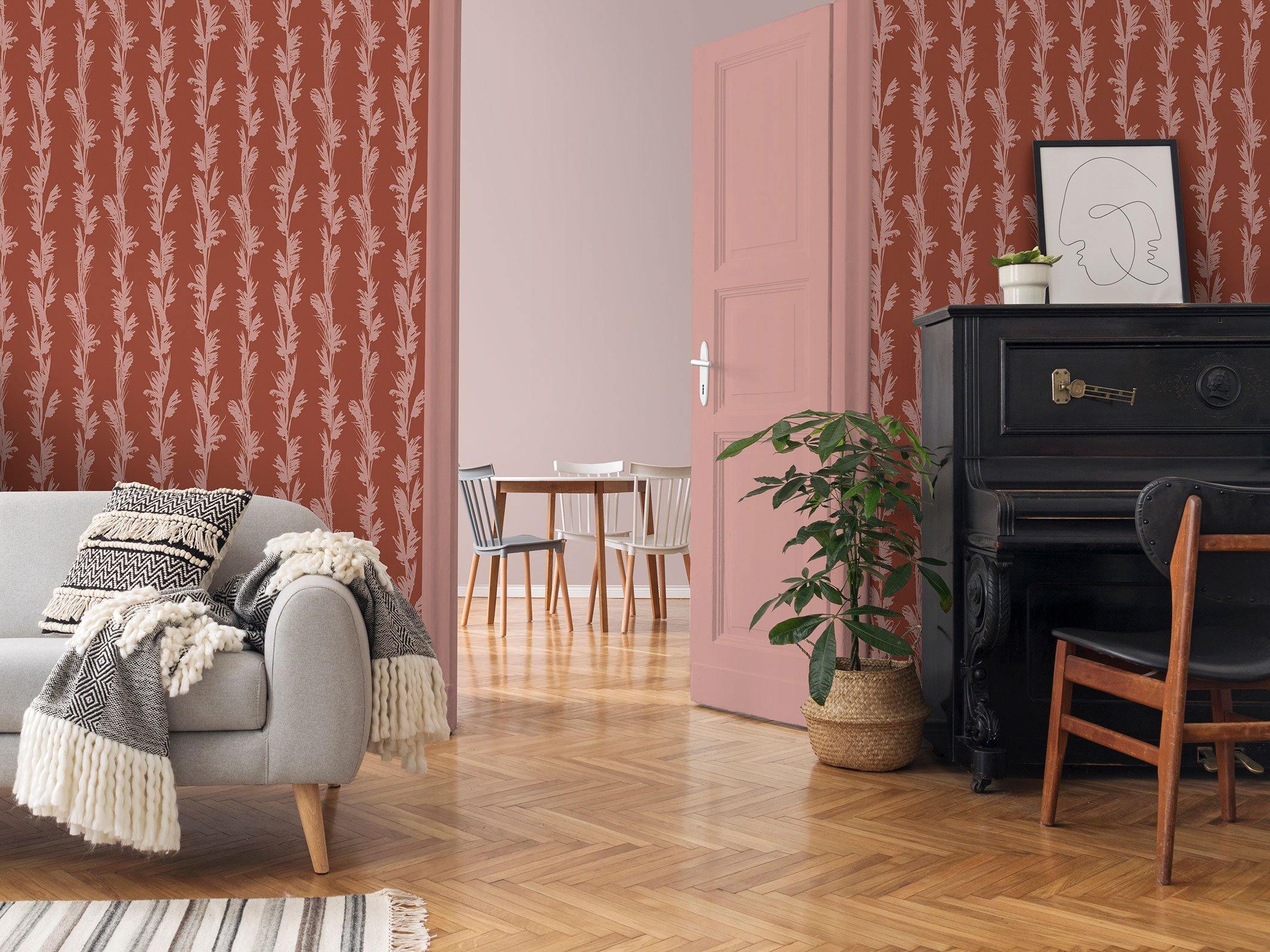 Yvette - Terracotta & Vieux rose - grand motif - Maison BONAMI