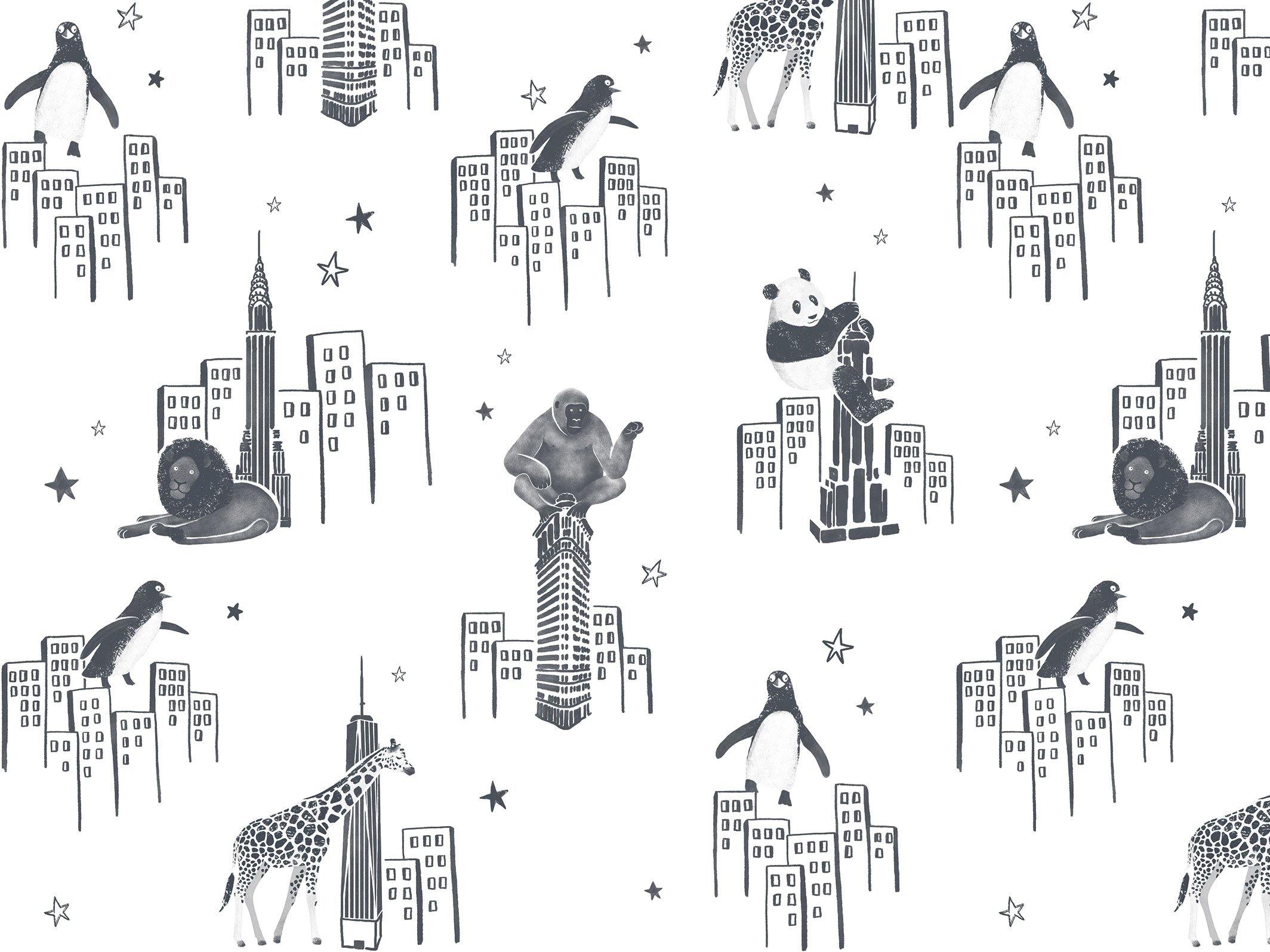 Zoo of New York - Black & White - grand motif - Maison BONAMI